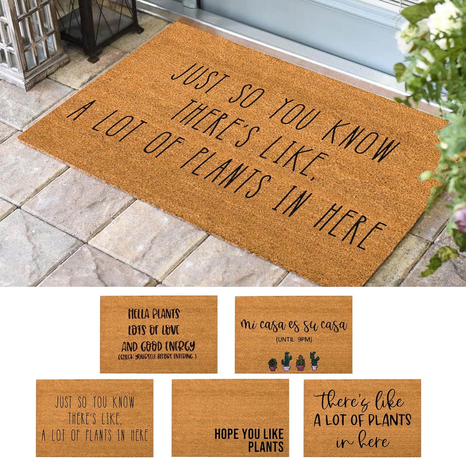 Tapete para puerta delantera, tapete de entrada con texto en inglés Hope You Like Plants, tapete para interiores y exteriores, decoración del hogar,
