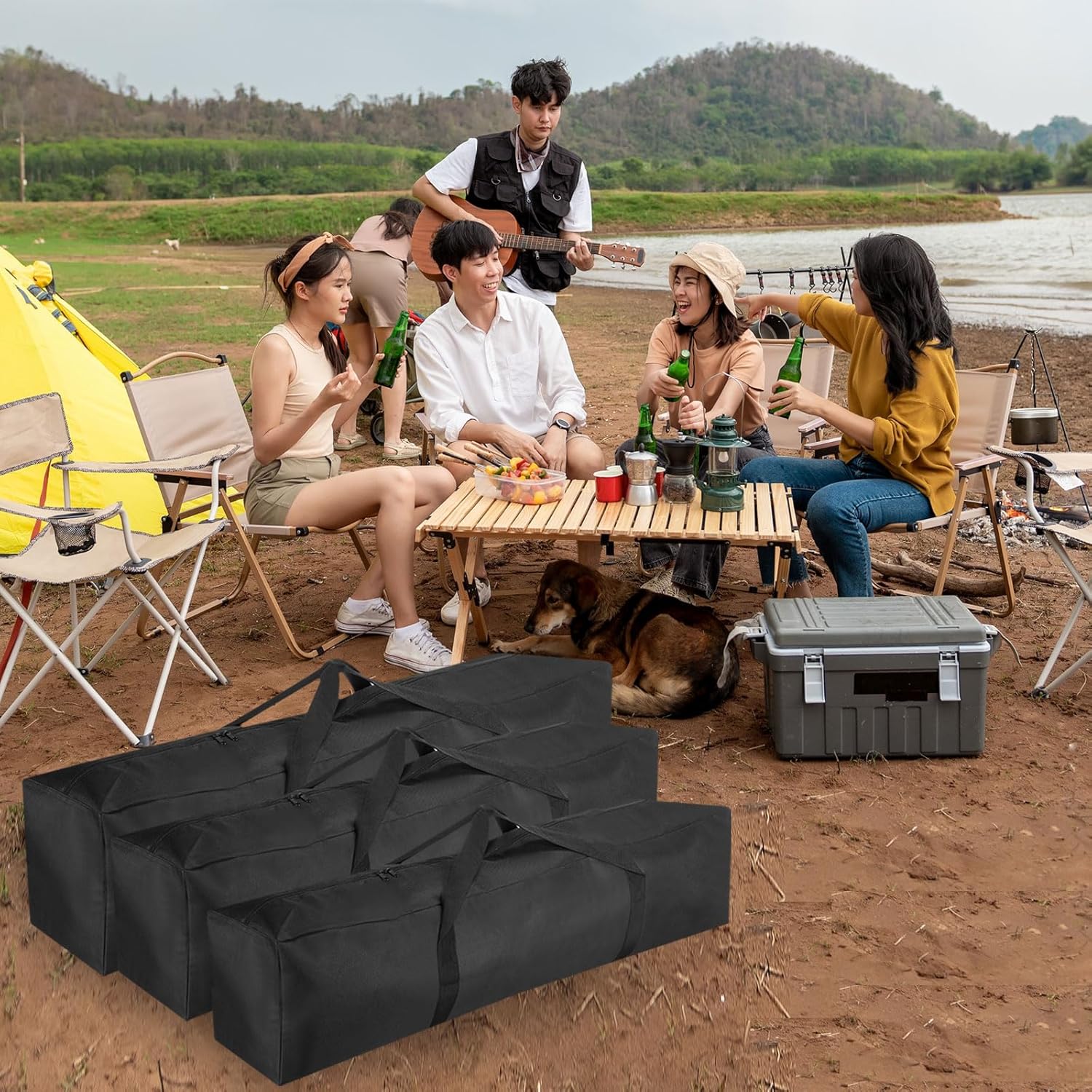 PATIKIL Bolsa de repuesto para silla de campamento de 47 pulgadas, paquete de 2 bolsas de transporte plegables de nailon, bolsa grande con