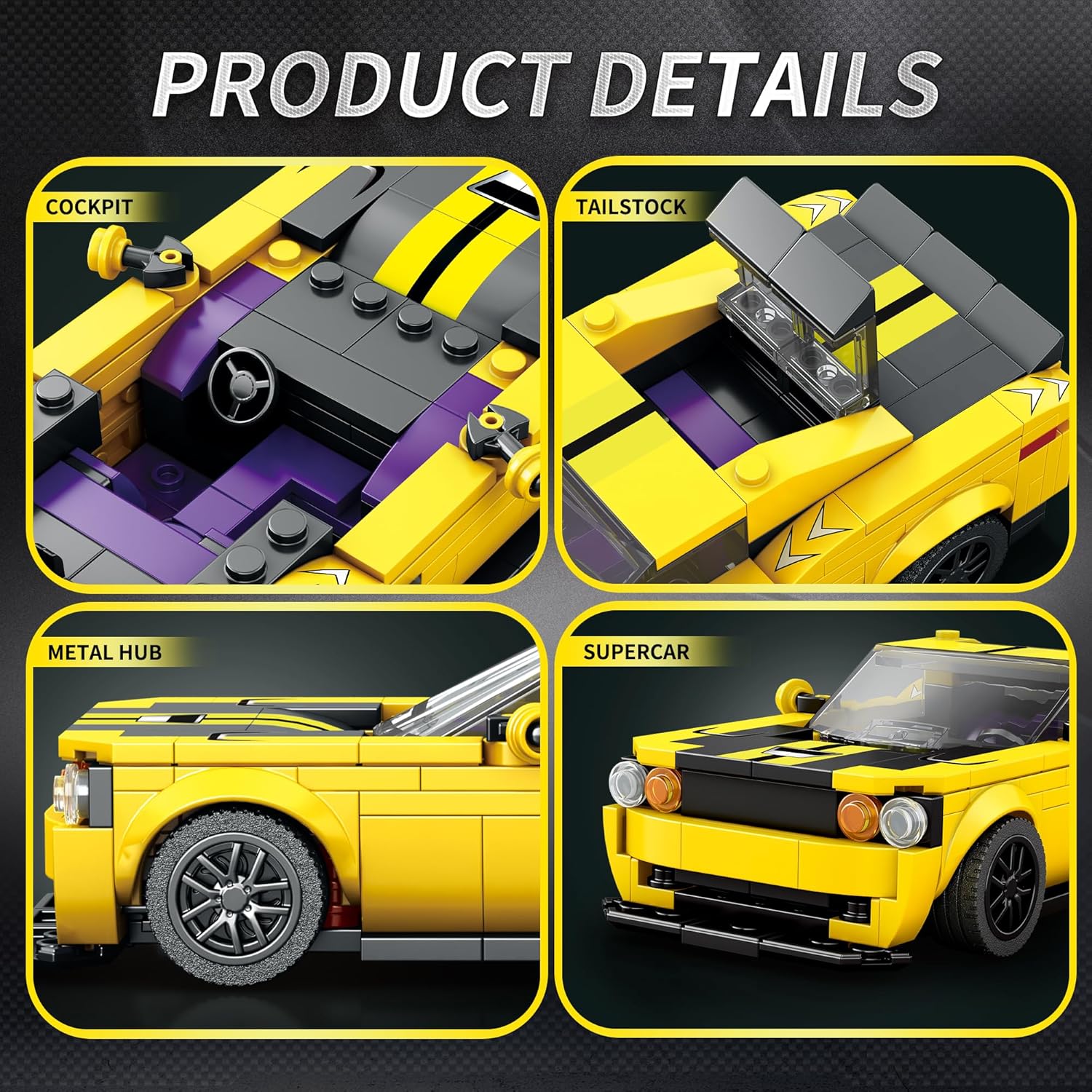 ZYLEGEN Kit de construcción de autos súper deportivos, juguete de construcción de modelo Hypercar, kit de bloques de construcción de autos de