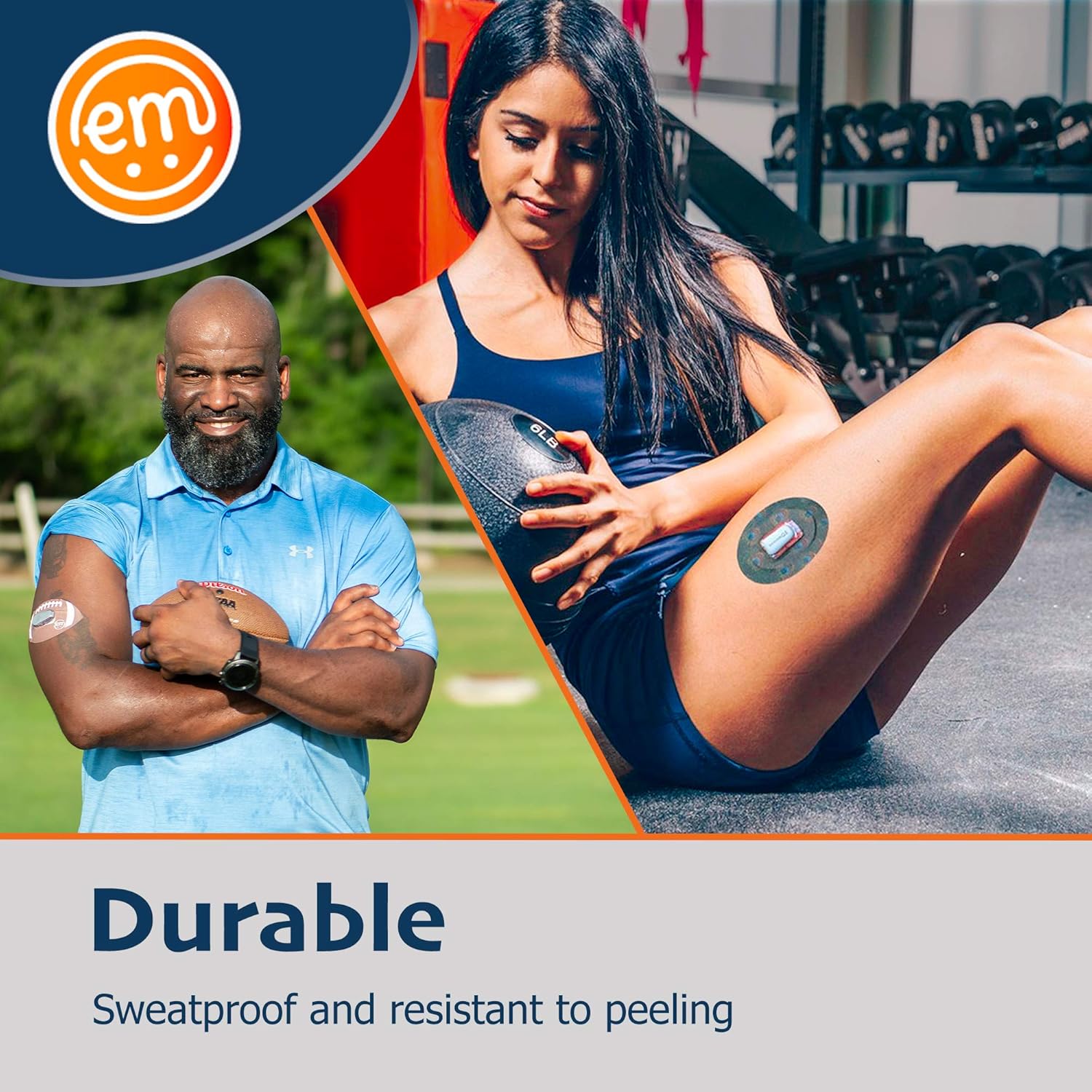 ExpressionMed – Parche adhesivo para Dexcom G7 y Stelo (paquete de 5) – Fabricado en los Estados Unidos, impermeable, parte trasera dividida, cinta