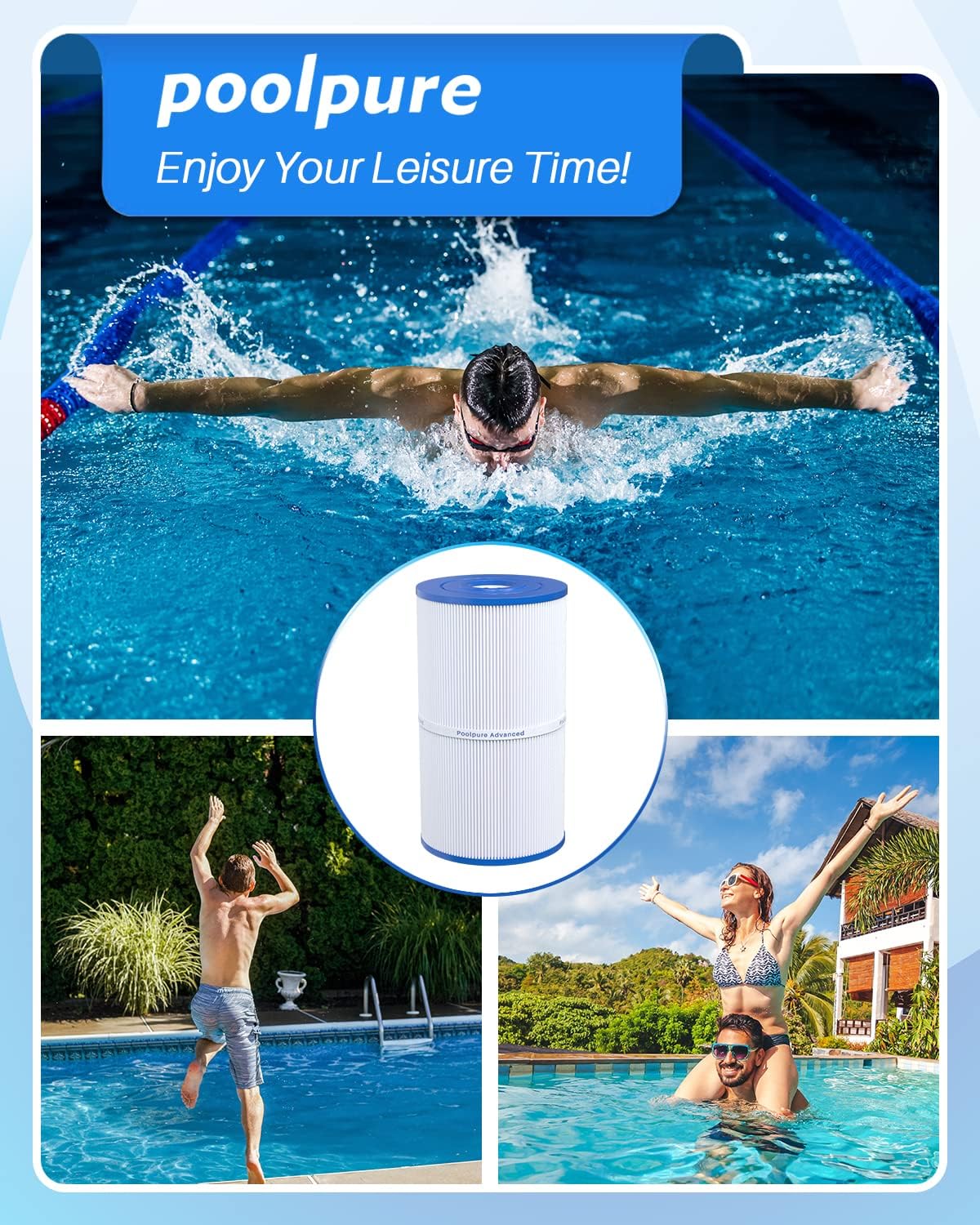 POOLPURE Filtro de spa C-6430 reemplaza a Watkins 31489, Pleatco PWK30, Filbur FC-3915, PN0969601, 71825, 73178, 73250, 30 pies cuadrados de filtro