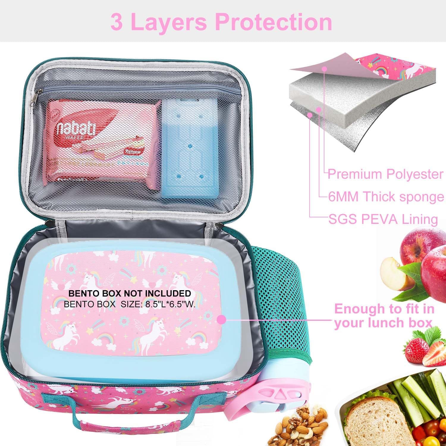 RHCPFOVR Lonchera para niños  Lonchera aislada para niños y niñas, bolsa de almuerzo lavable y lonchera reutilizable a prueba de fugas para la