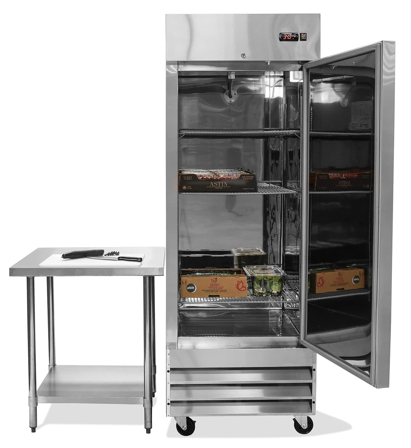 FSE Refrigerador comercial de una sola puerta de 29 pulgadas, 23 pies cúbicos, acero inoxidable, 115 V, (MRRF-1D)