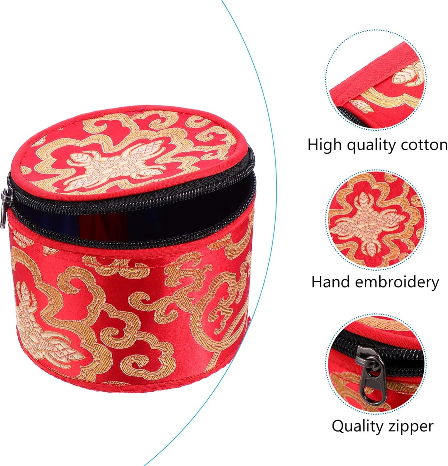 Bolsa tibetana con cremallera para cuenco de meditación budista, soporte portátil de viaje al aire libre, caja de almacenamiento de 4.7 x 3.7 in