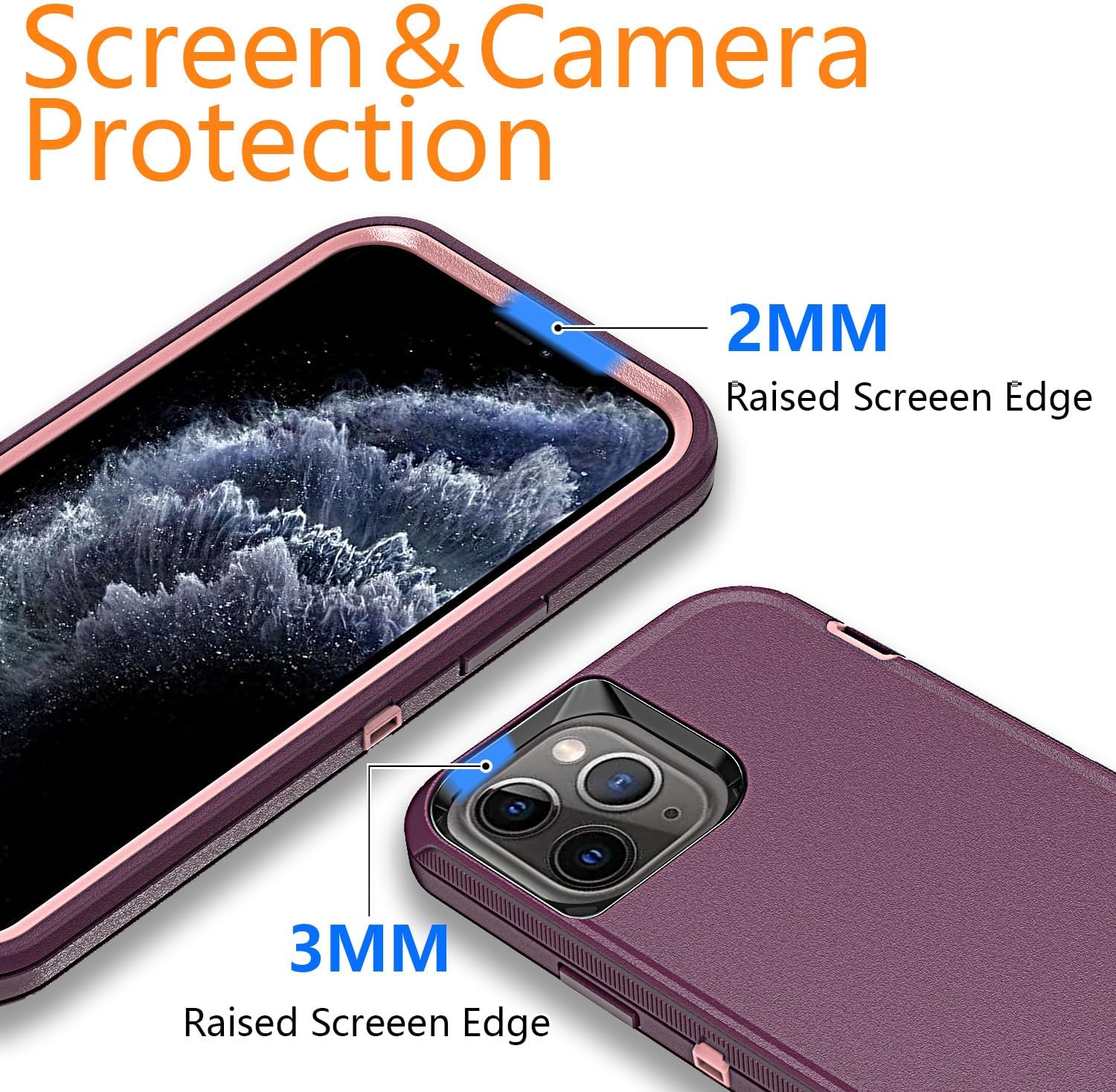YmhxcY Funda para iPhone 11 Pro Max, a prueba de golpes, a prueba de caídas, a prueba de polvo, a prueba de caídas, 3 en 1, duradera funda para