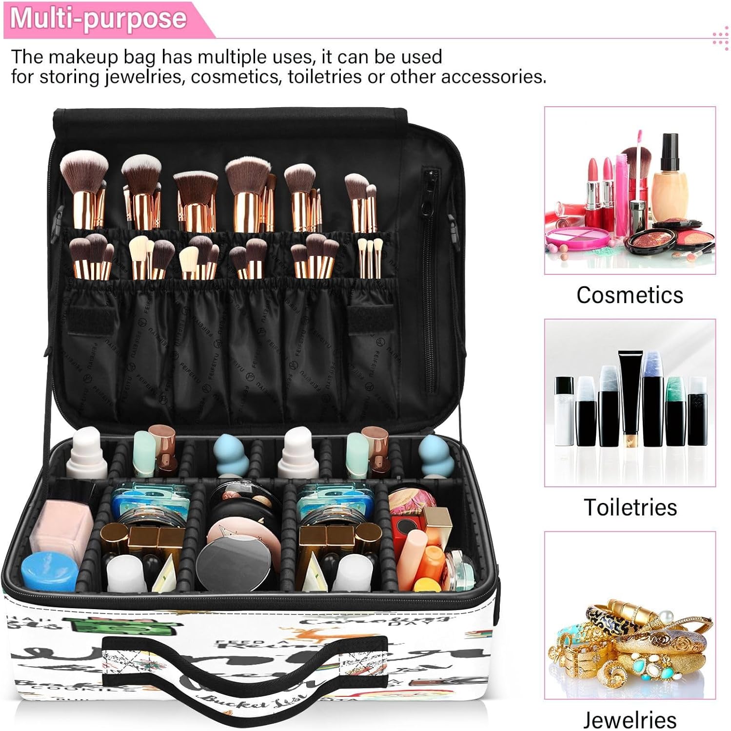 Bolsa de maquillaje de invierno, bolsa de maquillaje grande para cosméticos, tamaño de viaje, bolsa de maquillaje, bolsa de maquillaje de viaje,