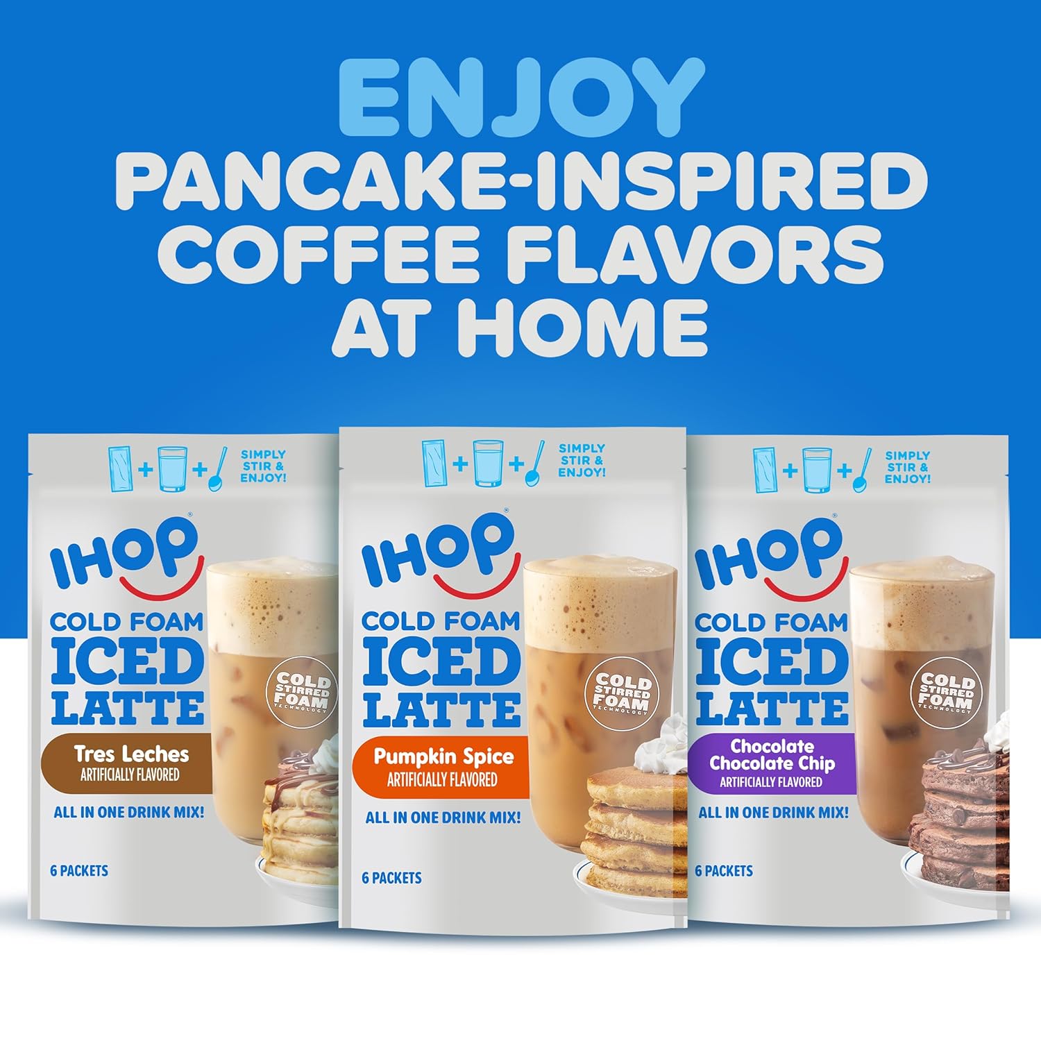 IHOP Mezcla de café instantáneo con leche helado de calabaza con espuma fría, 5.82 onzas, 6 paquetes
