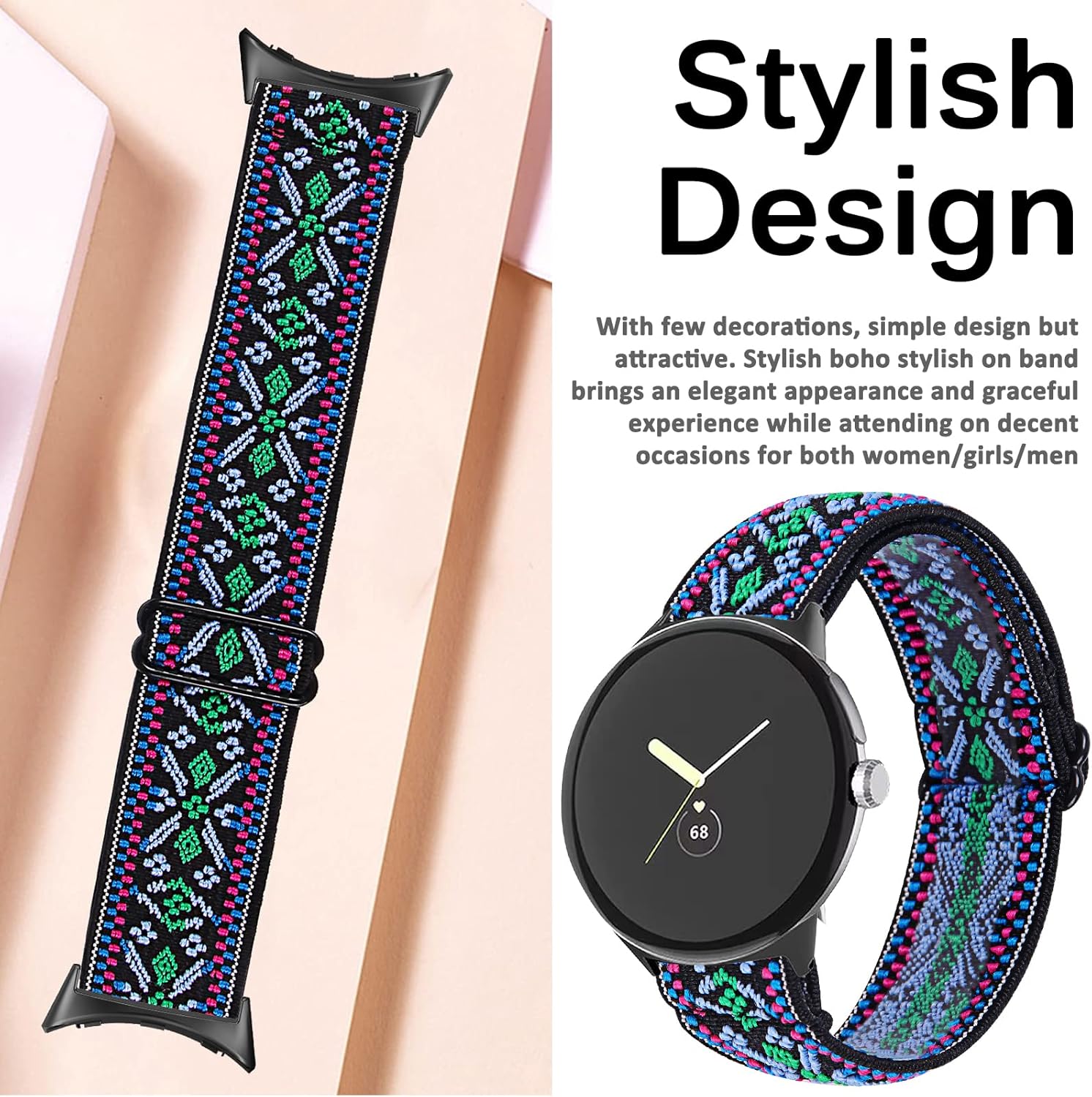 Miimall Compatible con Google Pixel Watch 2 (2023) Pixel Watch, correa de nailon elástica