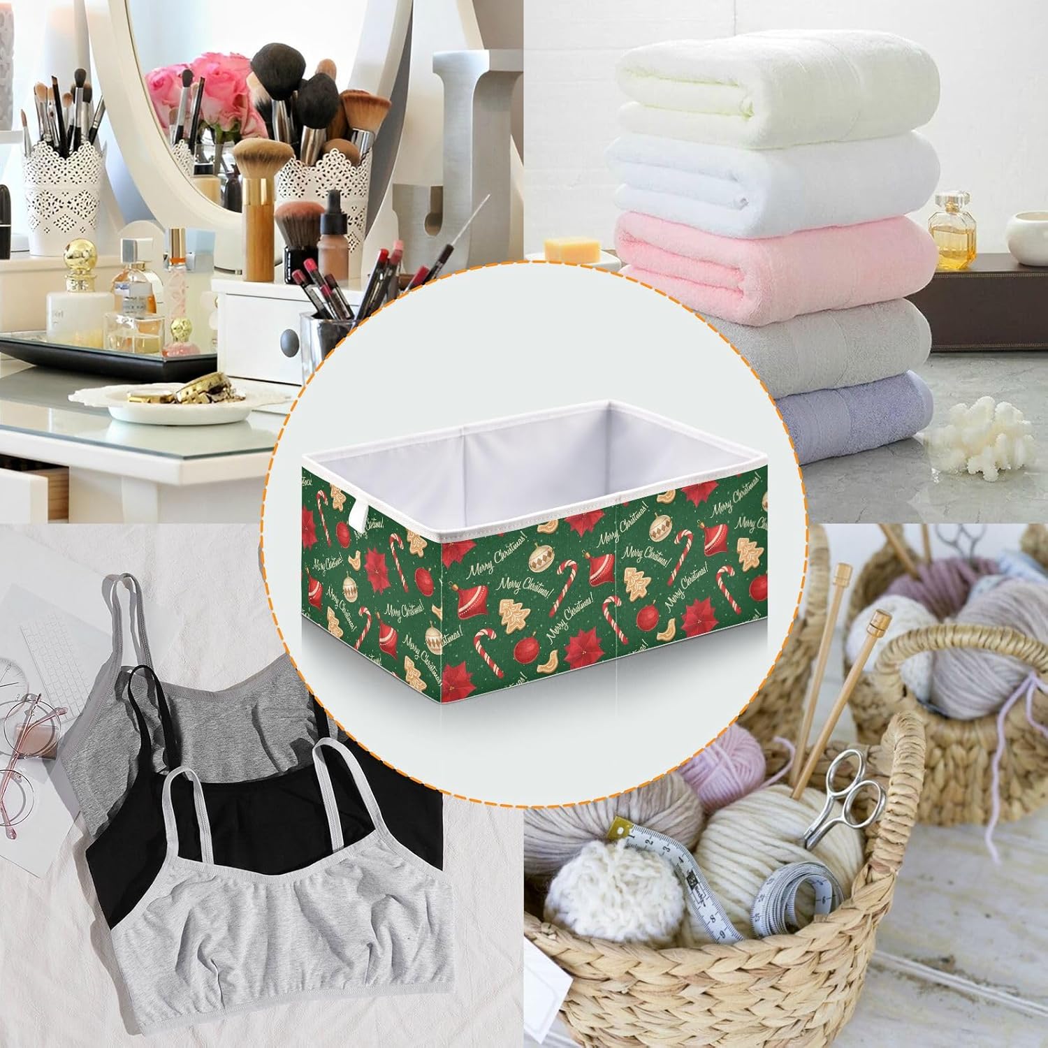 Cubo de almacenamiento de tela con forma de árbol de Navidad, cubos de almacenamiento plegables y plegables para el hogar, armario, dormitorio,