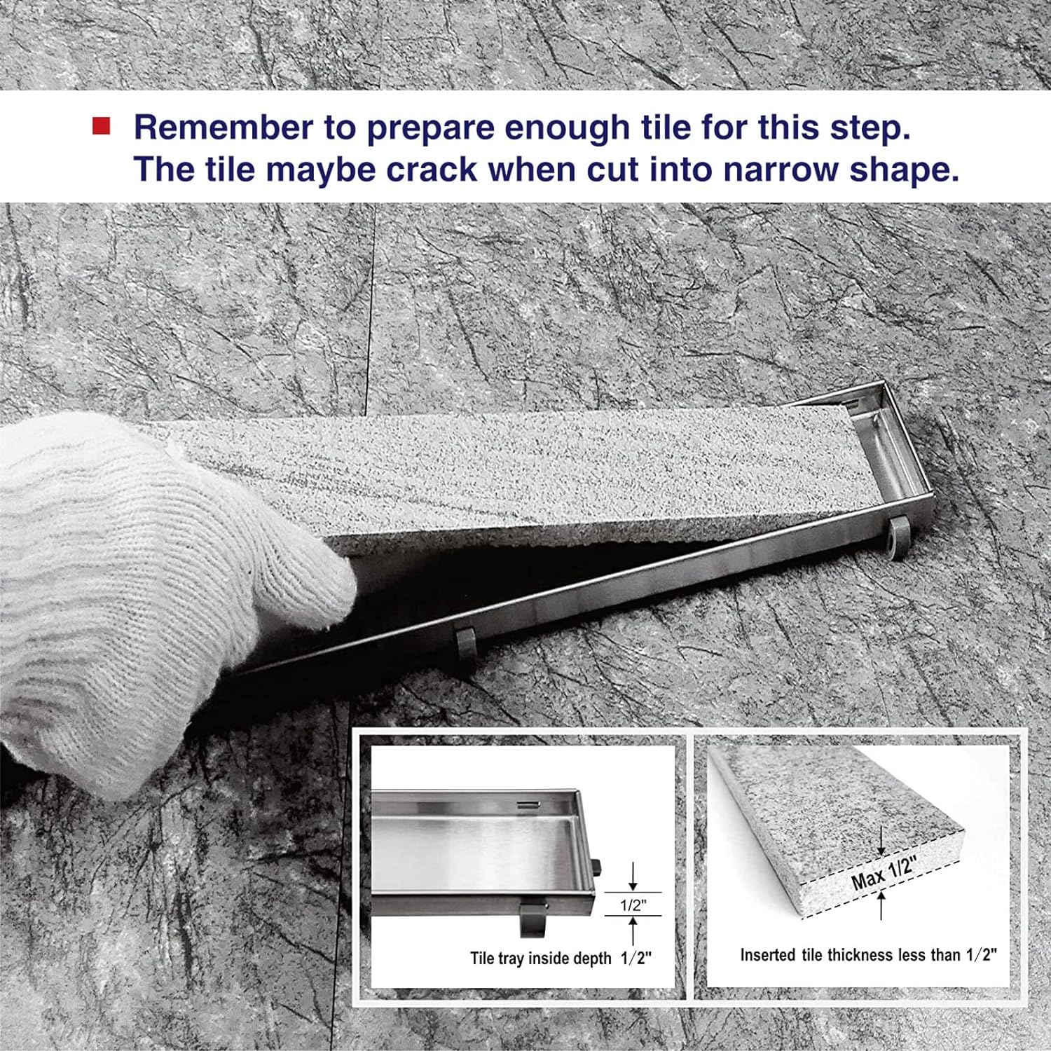 Neodrain Drenaje de ducha lineal de 24 pulgadas con rejilla de inserción de azulejos, fabricante profesional de drenaje de piso de ducha rectangular
