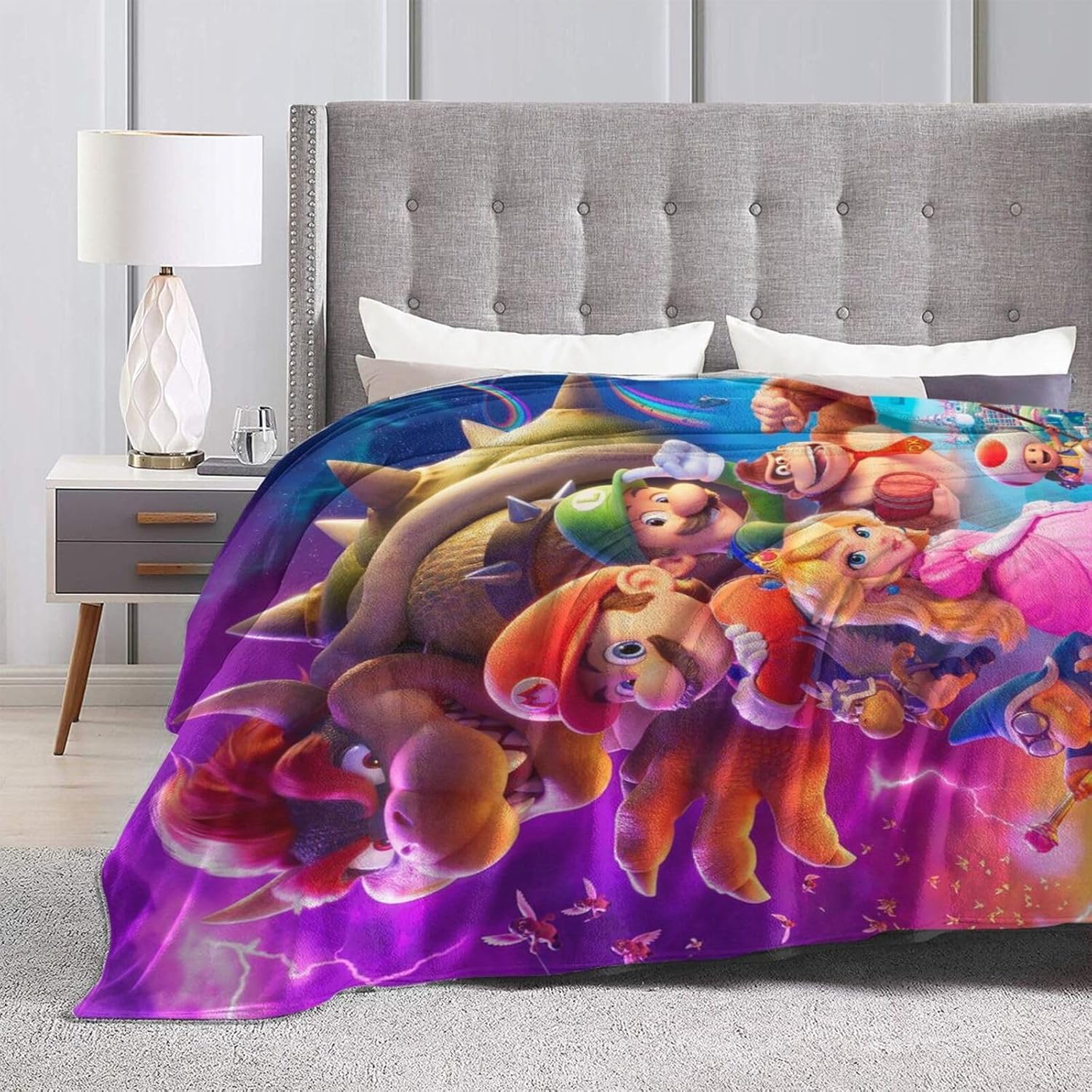 Manta súper linda de Bros para niños, bonita decoración de dibujos animados, regalos para niñas y niños, súper cálida, suave y ligera, manta de