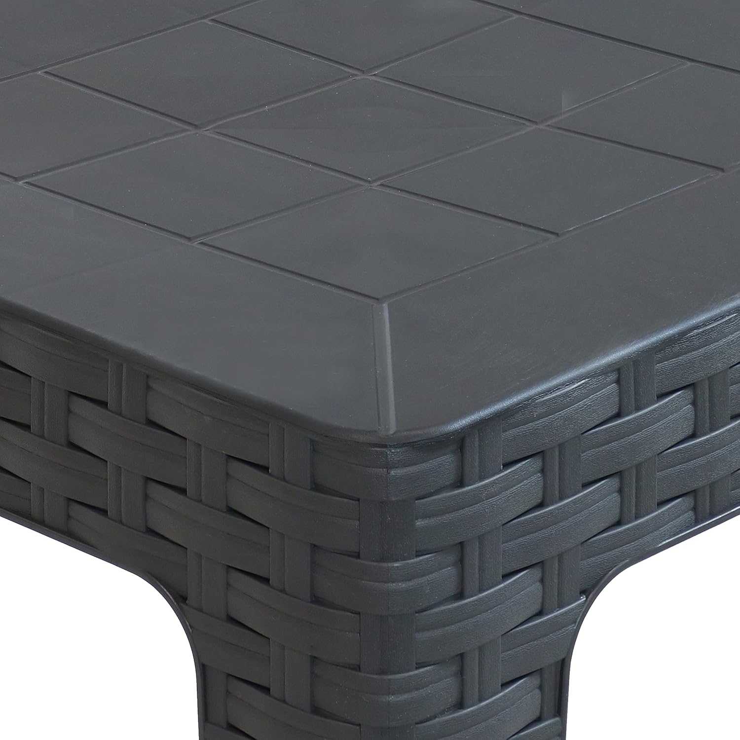 Sunnydaze Mesa auxiliar cuadrada de plástico para interiores y exteriores de 18 pulgadas, juego de 4, color gris