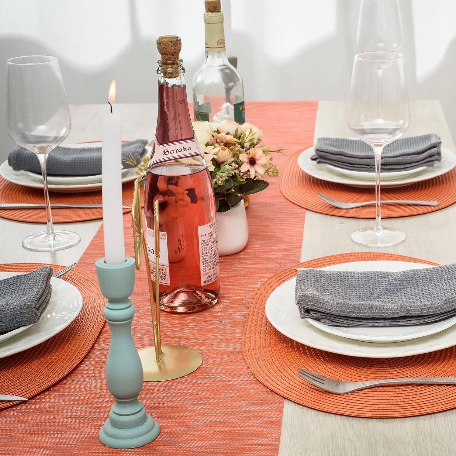 AHHFSMEI Juego de 6 manteles individuales para mesa de comedor, lavables, tejidos, de vinilo, antideslizantes, resistentes al calor, duraderos, para