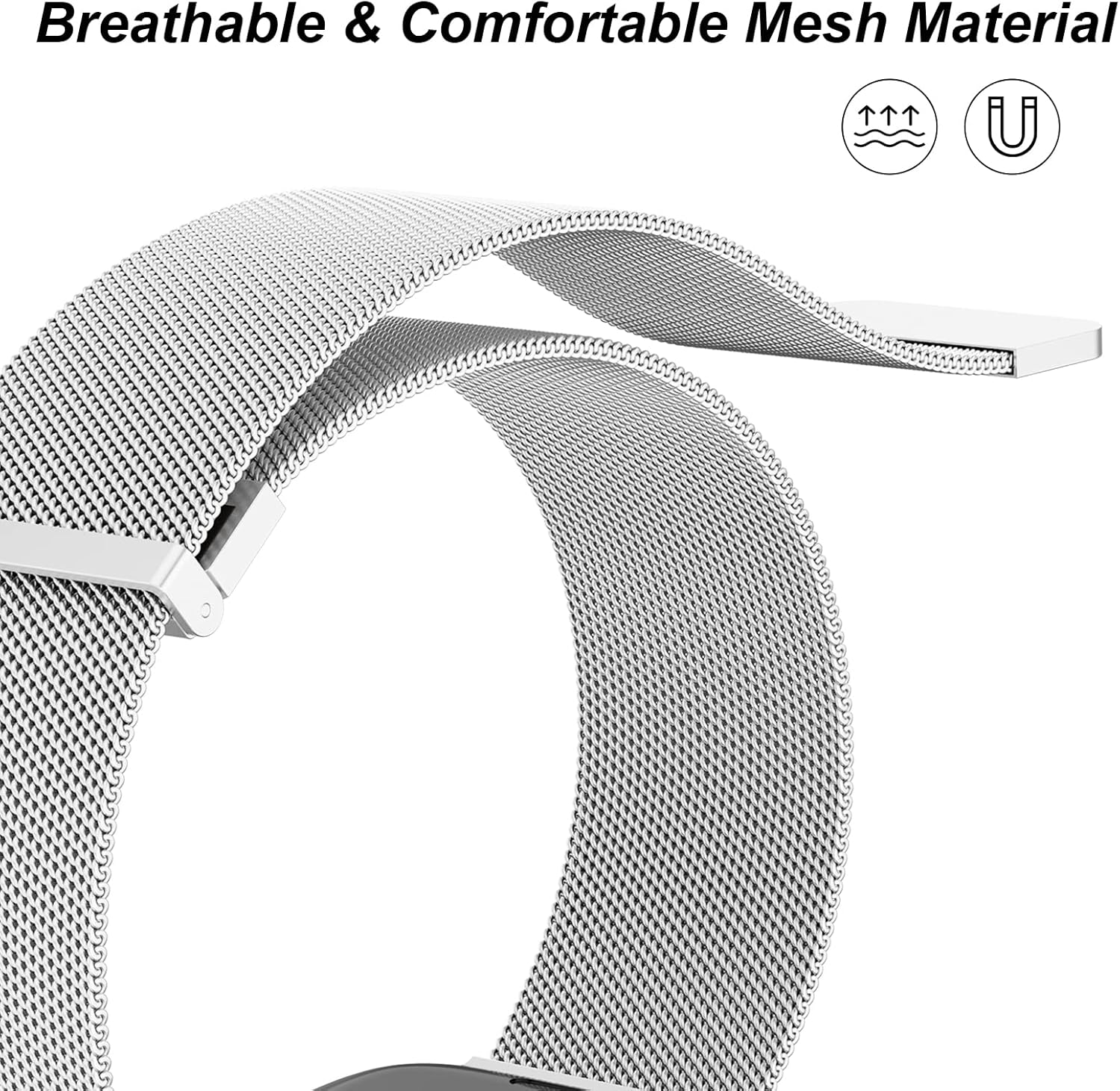 Vanjua Correa de metal compatible con correas de Apple Watch de 1.614 in 1.575 in 1.496 in 1.654 in 1.732 in 1.772 in 1.929 in, correa de repuesto