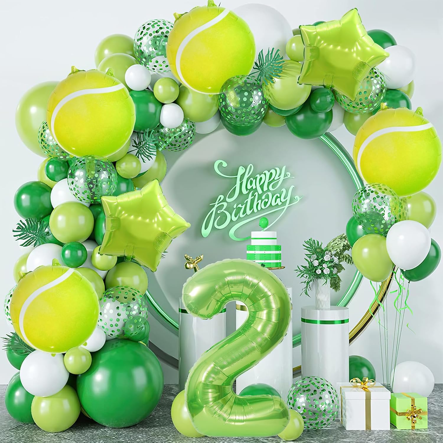 7 decoraciones para fiestas de tenis, cumpleaños, globos de aluminio Mylar para hombres, mujeres y niños, suministros de fiesta temática deportiva