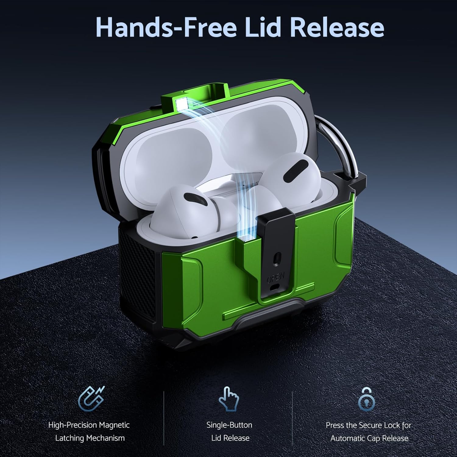 DASFOND Armor – Funda rígida para auriculares Airpods Pro, grado militar, protección completa, a prueba de golpes, soporte de carga inalámbrica con