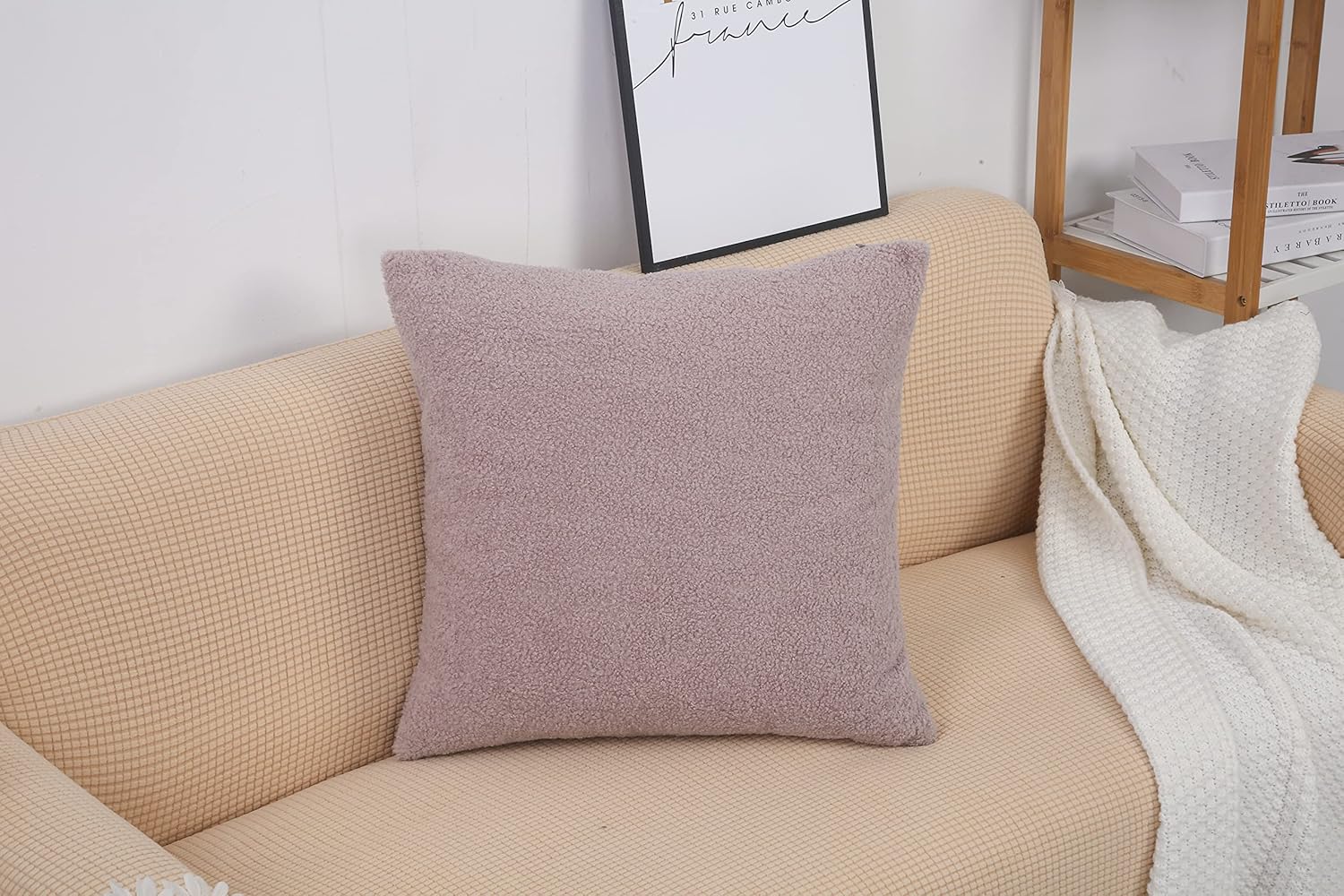 TangDepot Paquete de 2 fundas de almohada lujosas y esponjosas de piel de oveja sintética, fundas de almohada cuadradas, fundas de almohada para