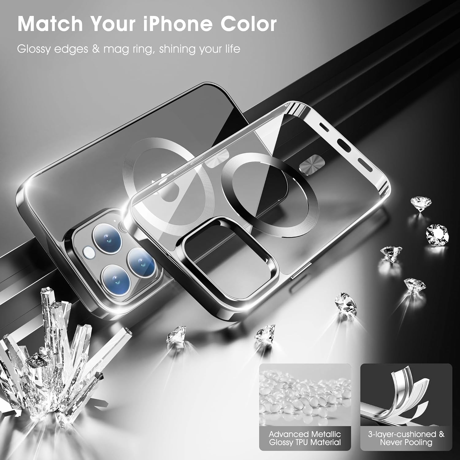 Funda magnética de titanio para iPhone 15 Pro Max protector de lente de cámara y protector de pantalla no amarilla Imanes N56 fuertes n. 1 tablero