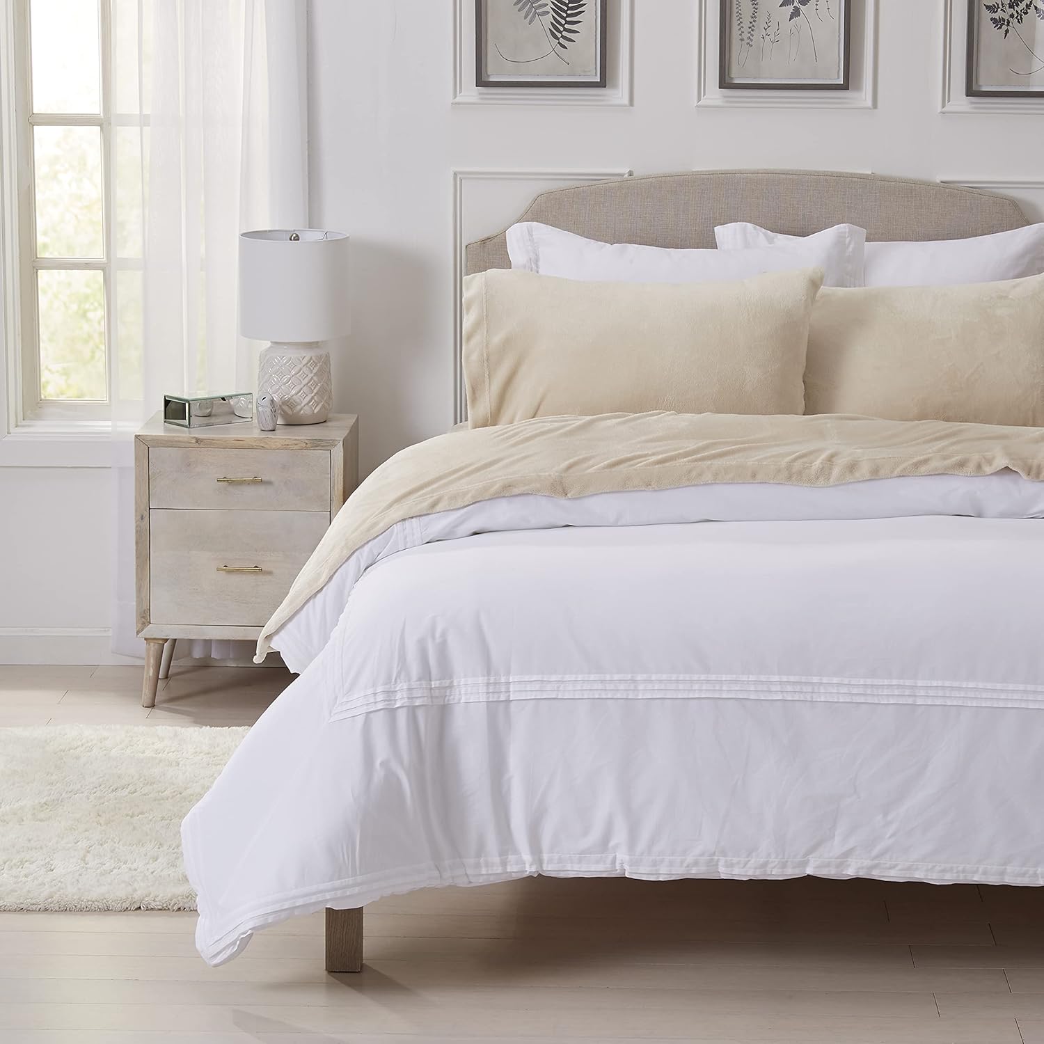 Juego de sábanas y fundas de almohada de terciopelo con bolsillos extra profundos, juego de sábanas de microforro de vellón extra suave, calidez