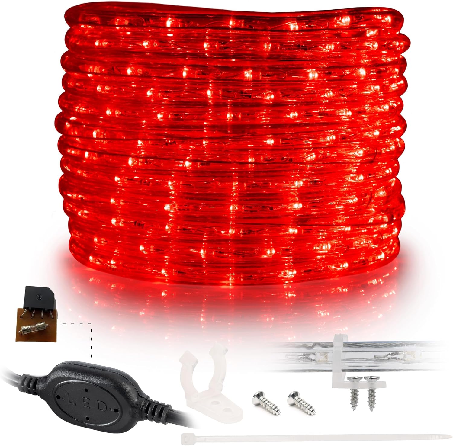 WYZworks Cuerda de luz LED de 25 pies, 288 luces LED, conectable, impermeable, permanente, para exteriores, con certificado ETL, árboles de Navidad,