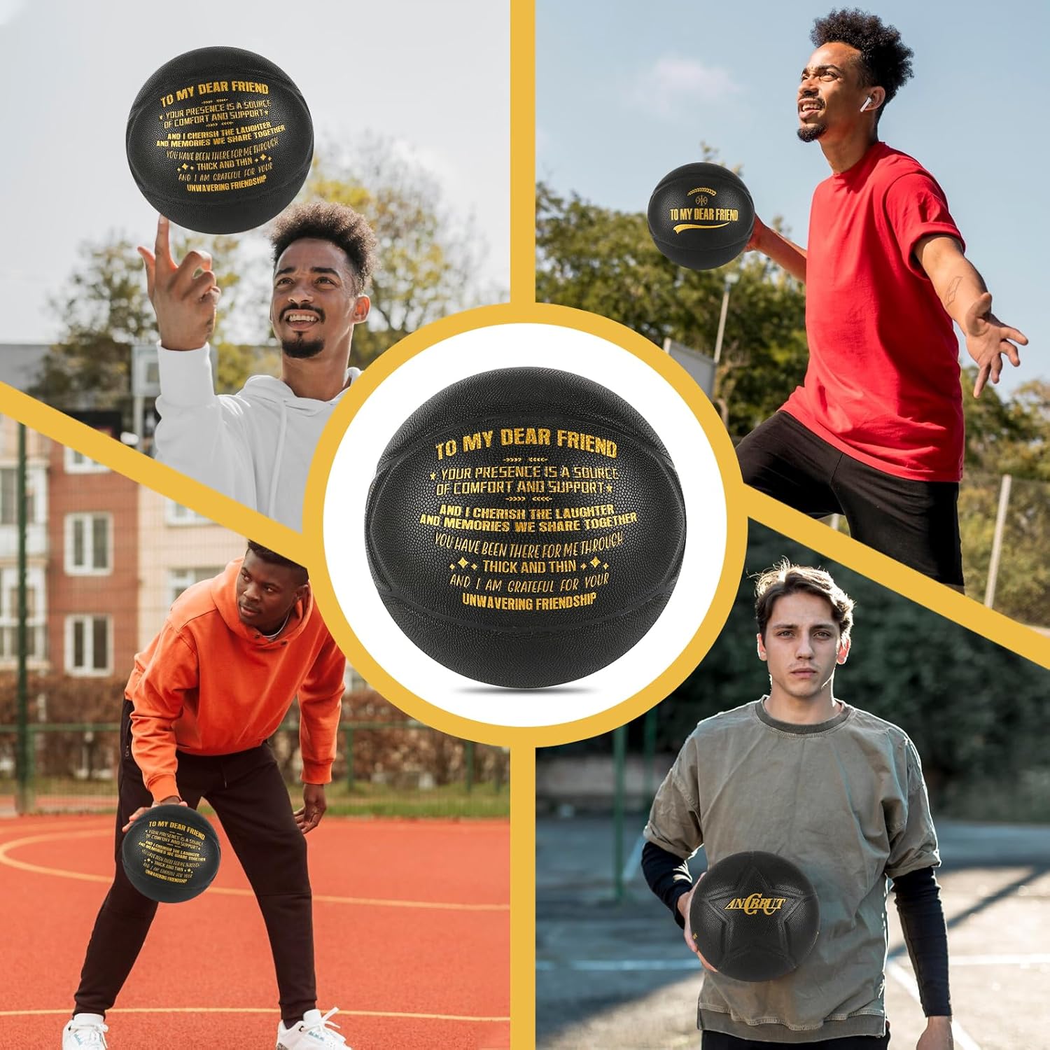 Baloncesto negro grabado de 29.5 pulgadas, regalo ideal personalizado para sorprender a tu amigo en cumpleaños o Navidad