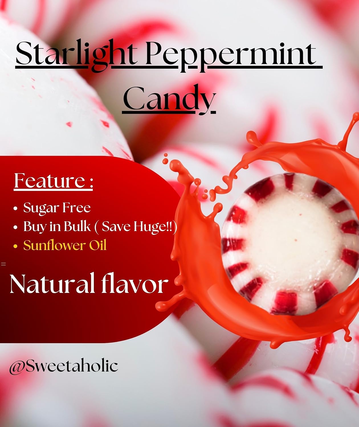 Sweetaholic Caramelo de menta sin azúcar de 6 libras  Caramelo envuelto individualmente  Disco de menta fresca  Lo mejor para adultos diabéticos