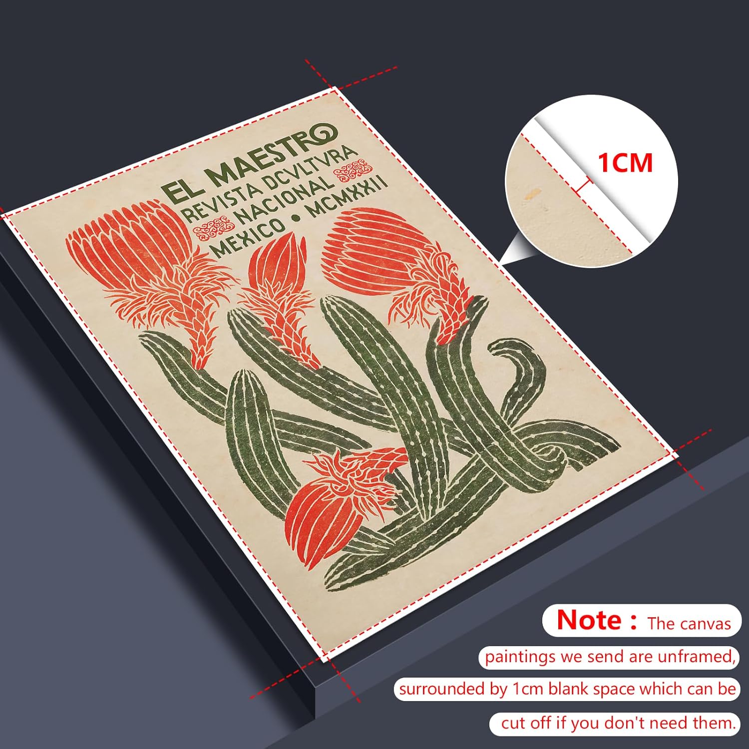 Yaasilinage Lienzo decorativo de cactus mexicano, póster vintage de suculentas botánicas del suroeste, El Maestro rústico retro cactus, impresiones