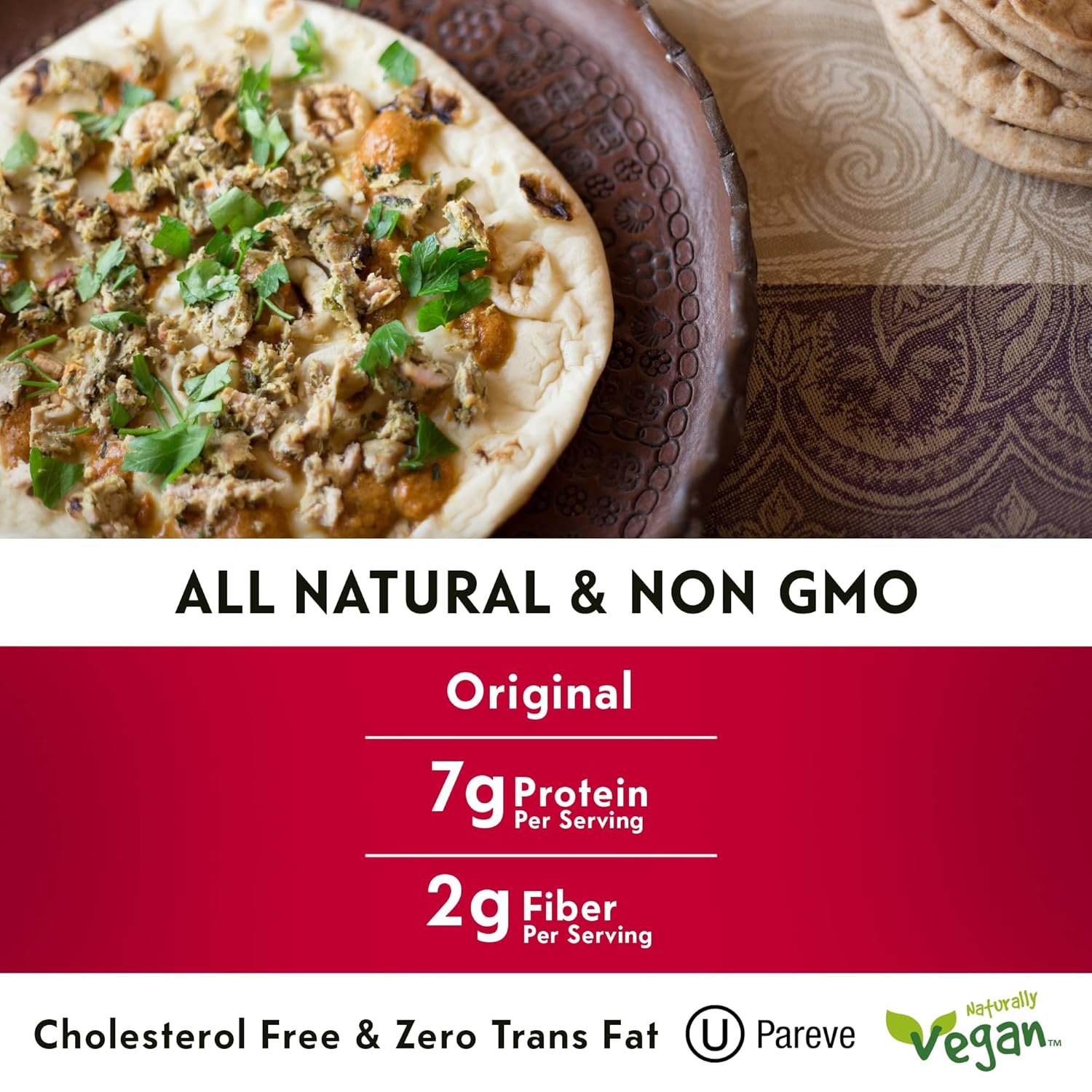 Toufayan Original Naan Tandoori  Vegano  Sin OMG  Kosher (paquete de 3, 12 panes planos en total)