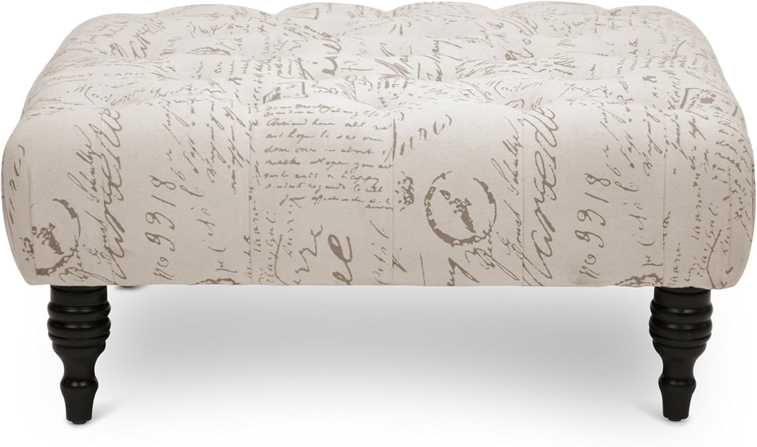 Baxton Studio Keswick Script Print – Otomana moderna copetuda, color beige