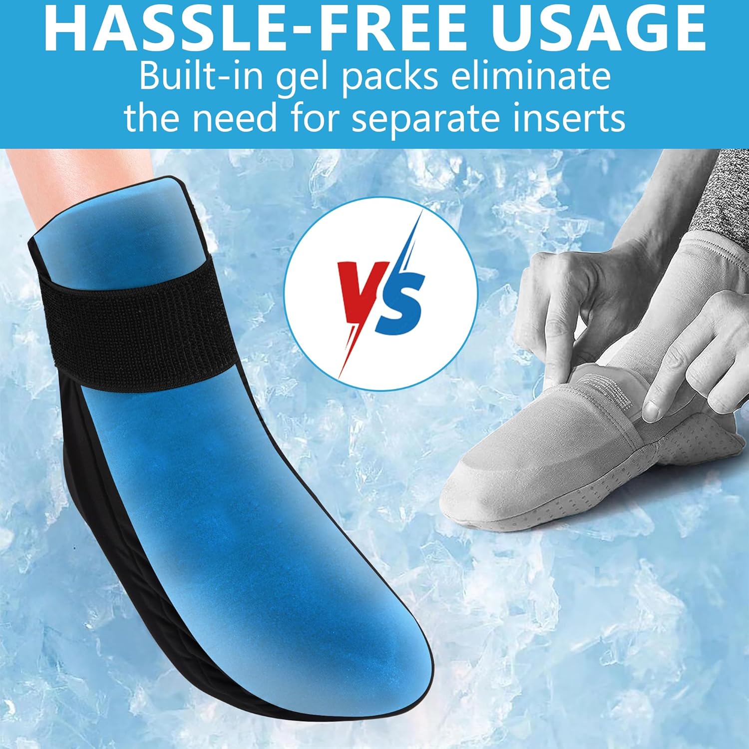 Tilcare – Kit de terapia de frío  Calcetines de gel reutilizables para pies de hielo, gorra fría y guantes de hielo para neuropatía por