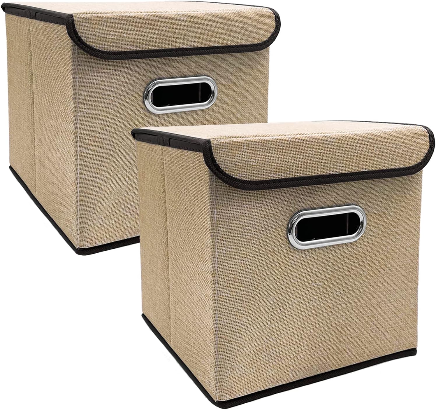 Cubo plegable de almacenamiento con tapa, juego de 2, cesta de almacenamiento plegable con tapa, 9.8in x 9.8in, cesta bohemia, contenedor de