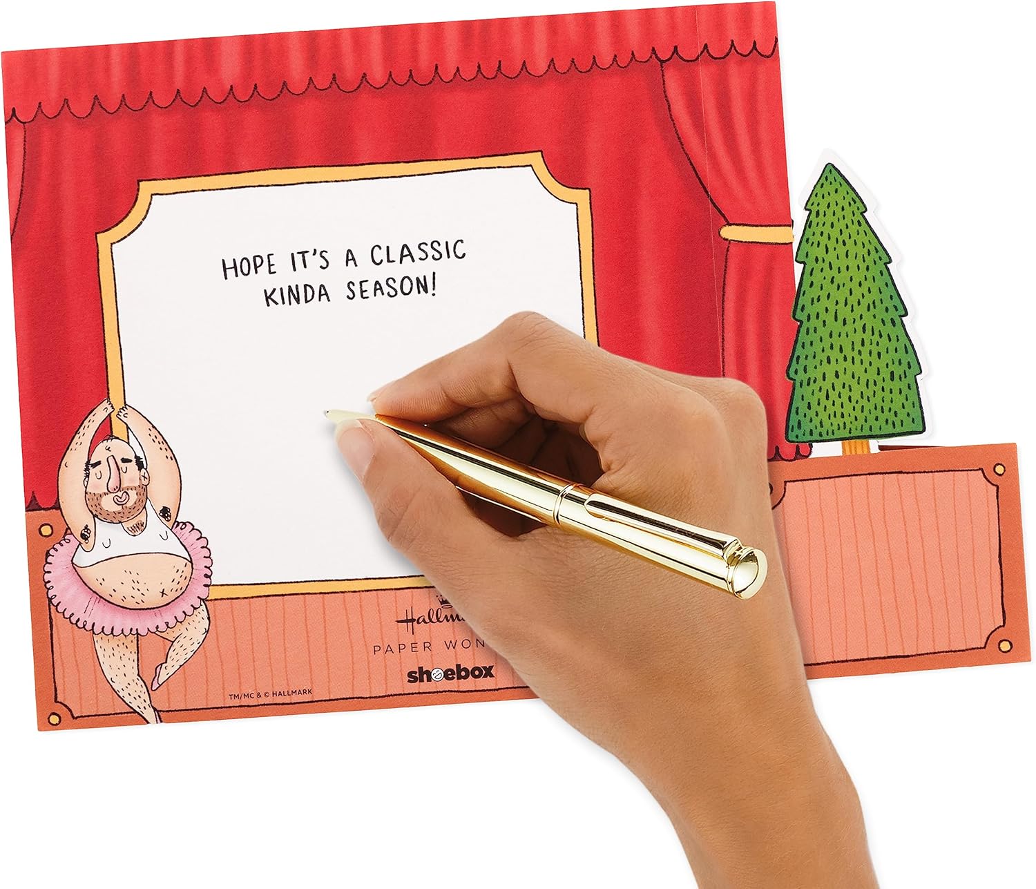 Hallmark Paper Wonder Shoebox – Tarjeta de Navidad divertida desplegable (Butt Cracker)