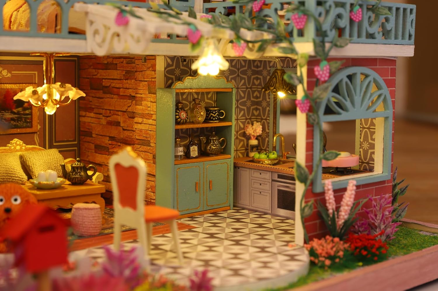 CuteQi – Kit de casa en miniatura, kit de casa para bricolaje, habitación creativa con muebles, kit de fabricación de casa pequeña con luz y música