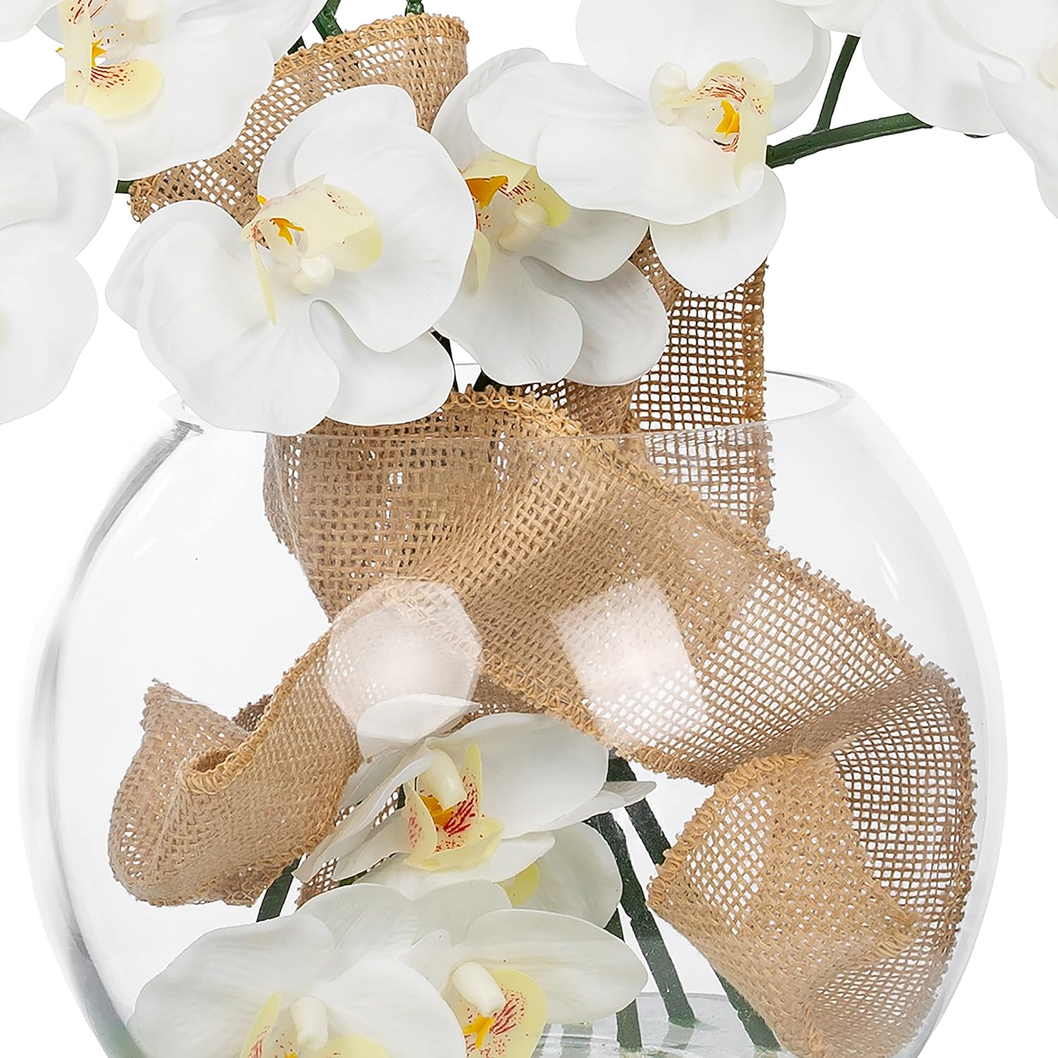 Vanity Art Arreglo floral de orquídea Phalaenopsis de ilusión líquida de 21.87 pulgadas en jarrón para decoración del hogar  8 piezas de flores