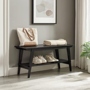 Walker Edison Sibu Japandi – Banco de entrada minimalista con estante inferior, 39 pulgadas, color negro Walker Edison Sibu Japandi – Banco de entrada minimalista con estante inferior, 39 pulgadas, color negro