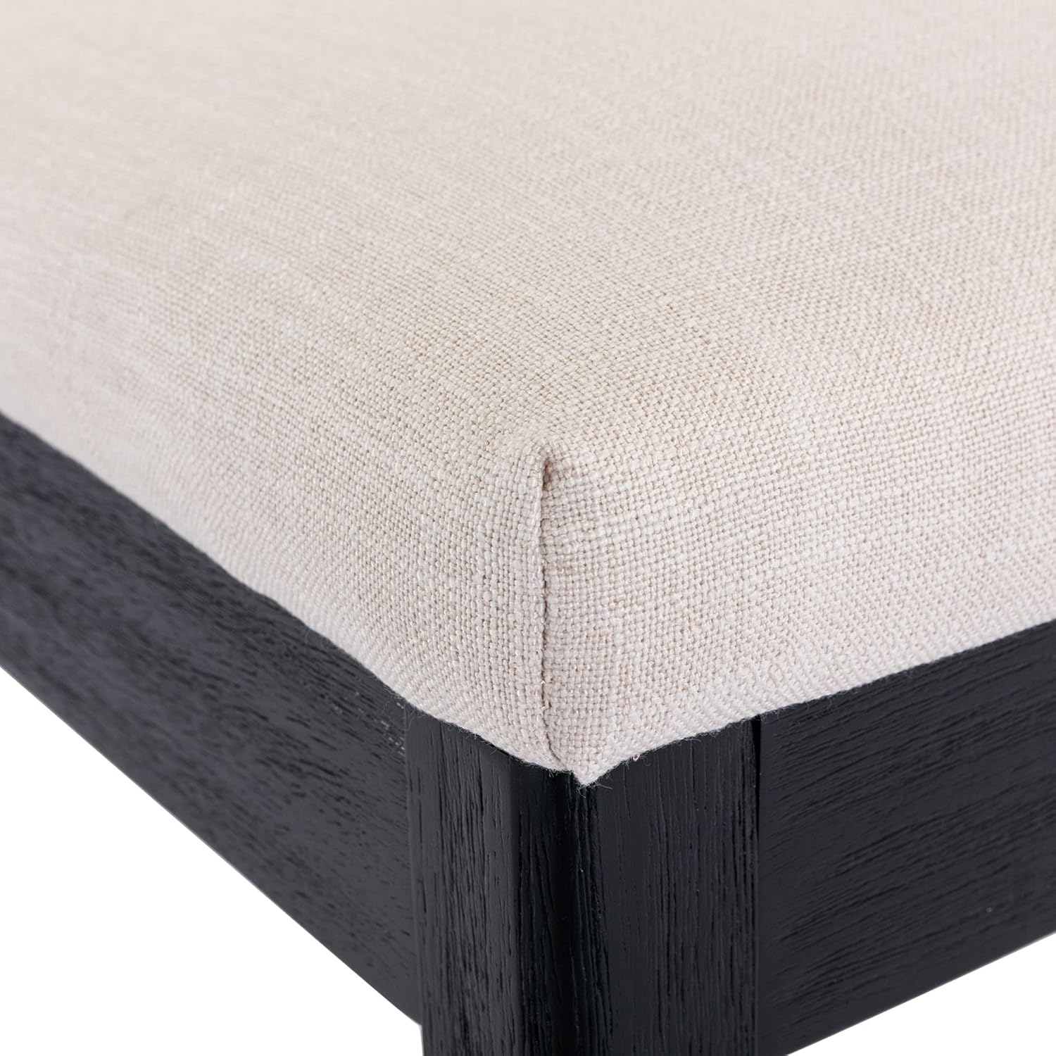 VESCASA Sillas de comedor tapizadas con respaldo cuadrado de ratán, sillas de comedor acolchadas de lino sin brazos con patas de madera para