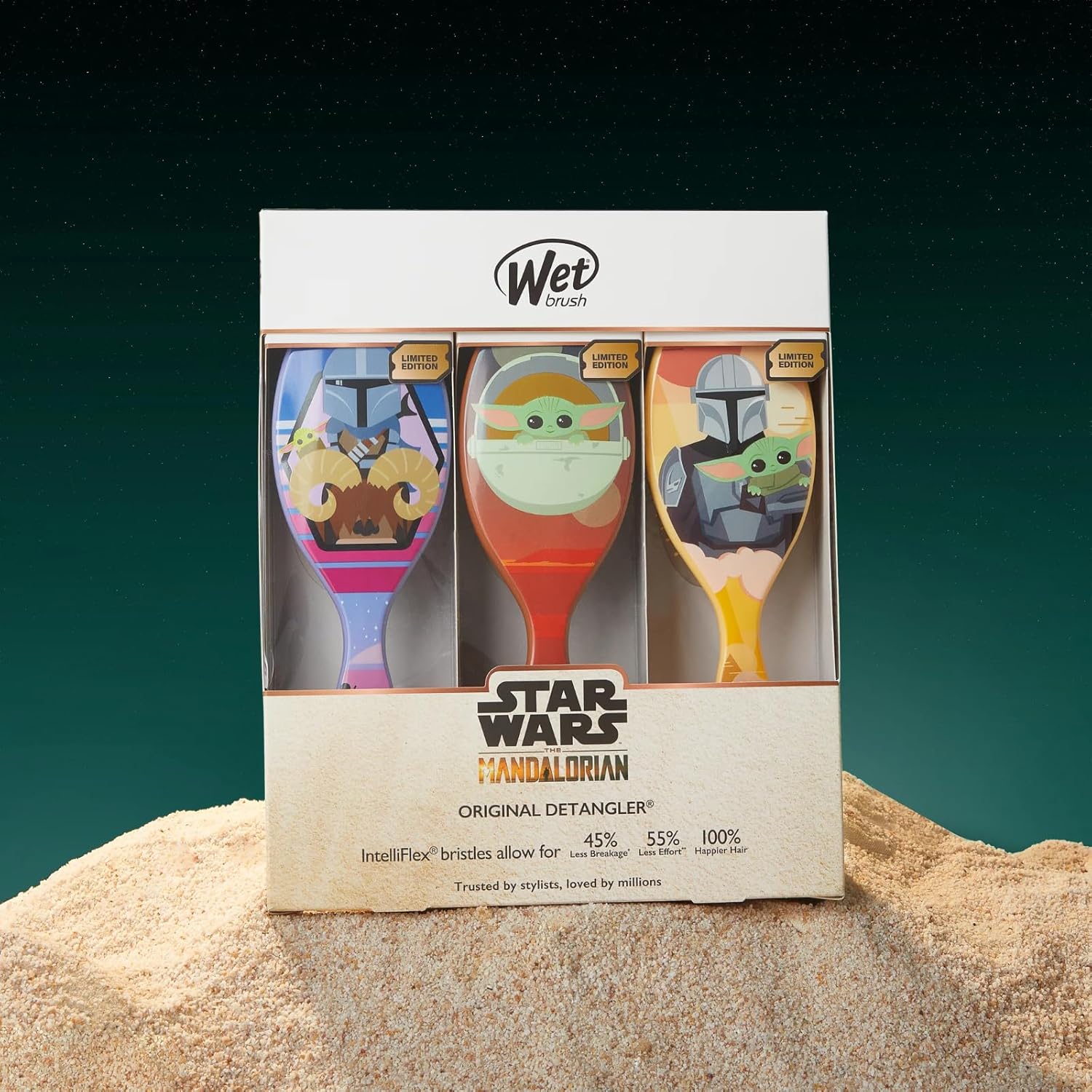 Wet Brush The Mandalorian Original Detangler paquete de 3  todo tipo de cabello  ultra suave  Peine para niños, hombres, mujeres, niños y niñas
