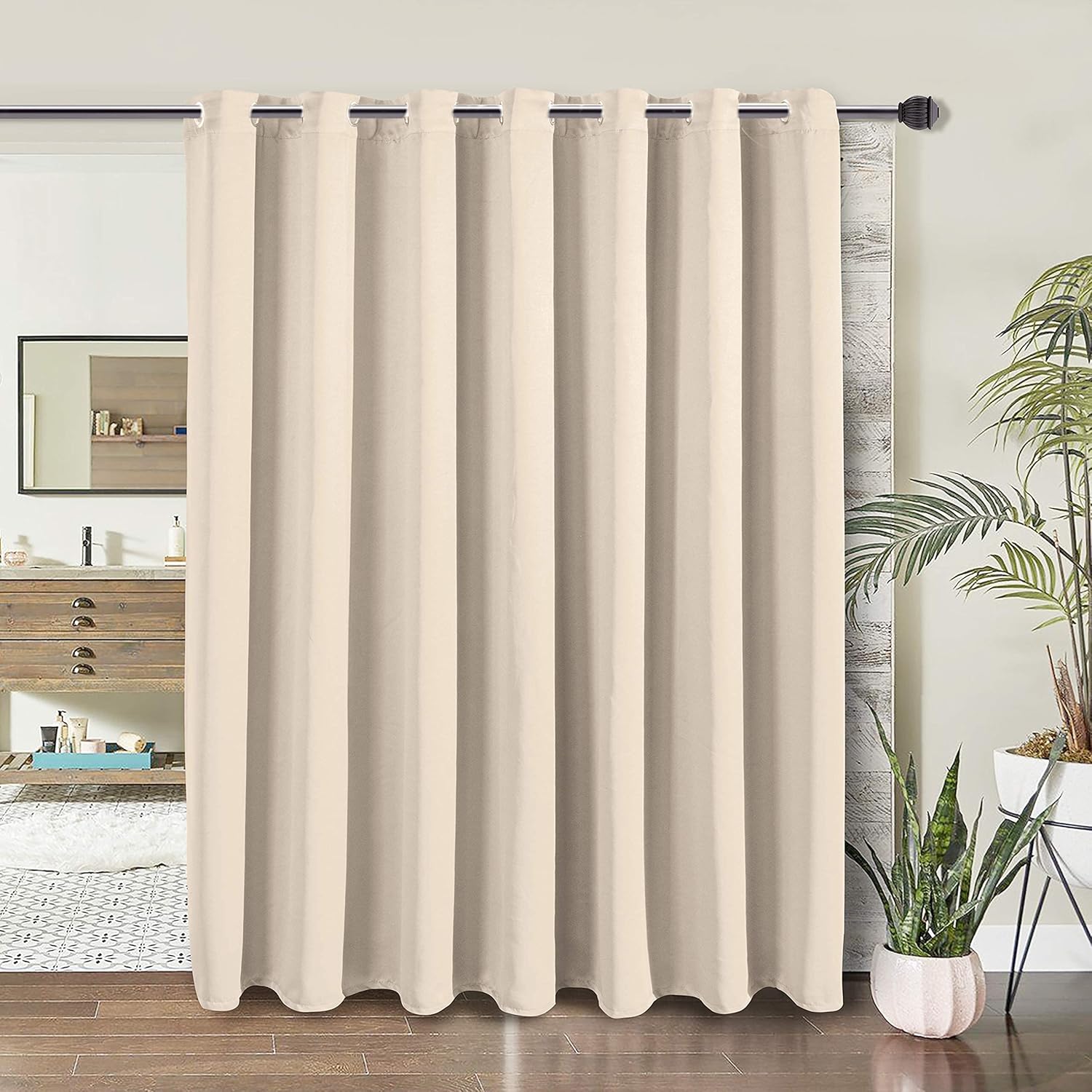 WONTEX Cortina divisora de habitación, cortinas opacas de privacidad para división de dormitorio, sala de estar y oficina compartida, panel de