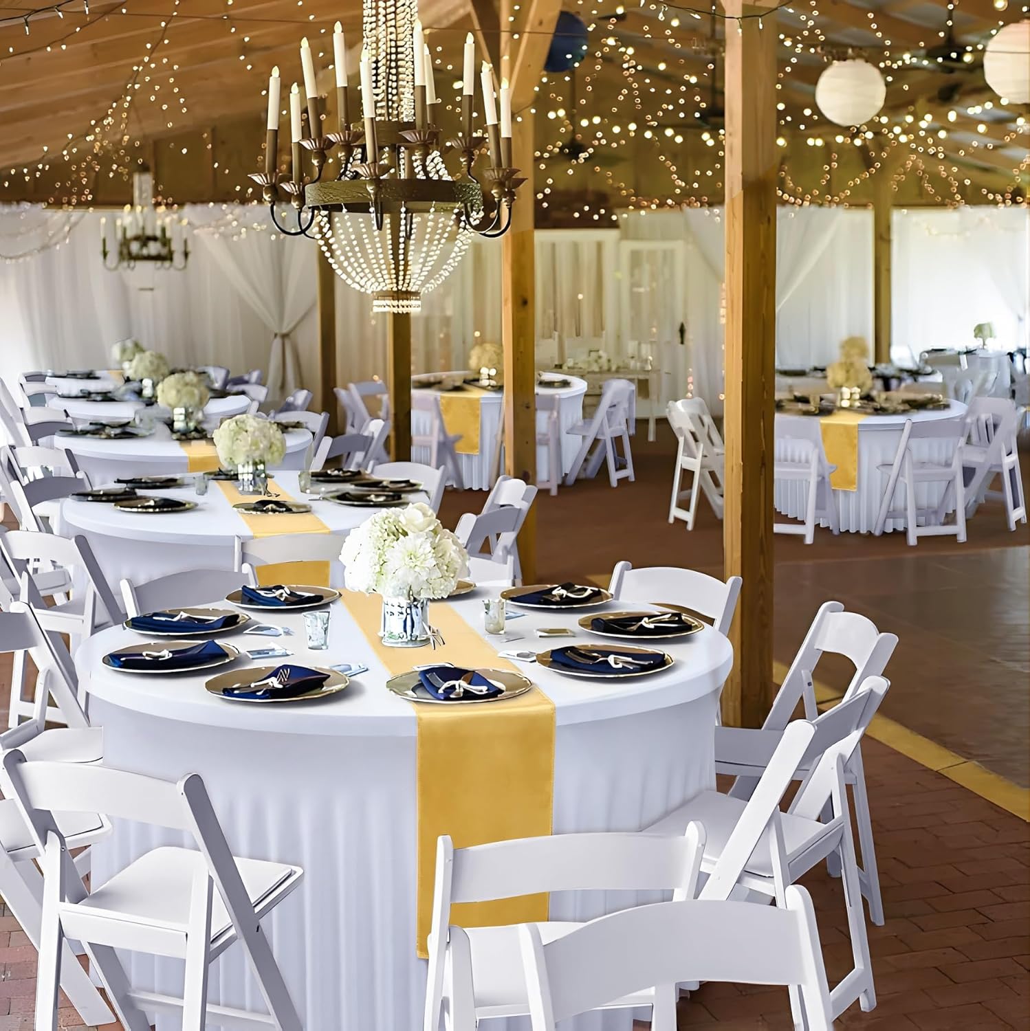 Paquete de 8 manteles de elastano blanco para mesa redonda de 72 pulgadas, manteles ajustables de 132 pulgadas para fiesta de boda, mantel de