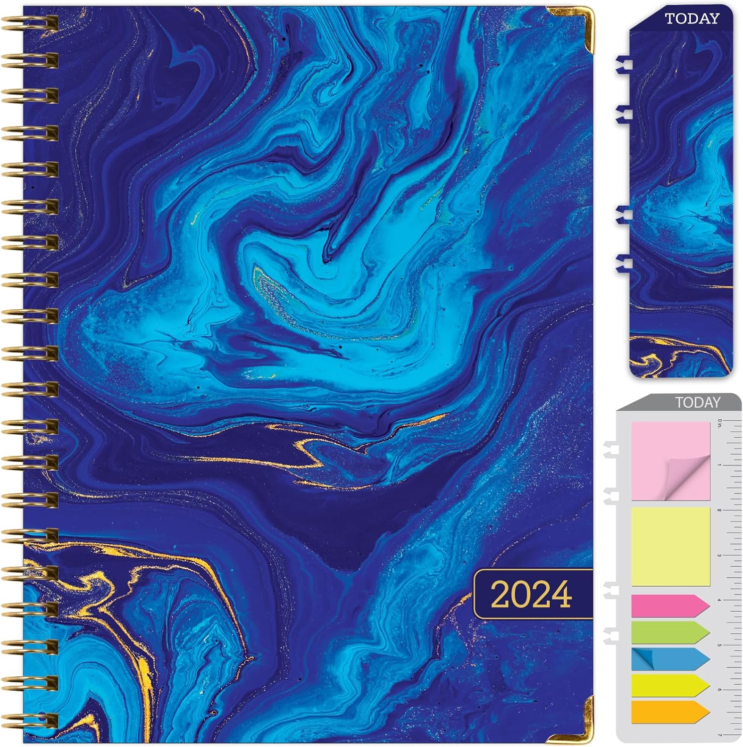 Global Printed Products, Agenda 2024 de tapa dura (noviembre de 2023 a diciembre de 2024) Agenda diaria, semanal, mensual y anual, carpeta de