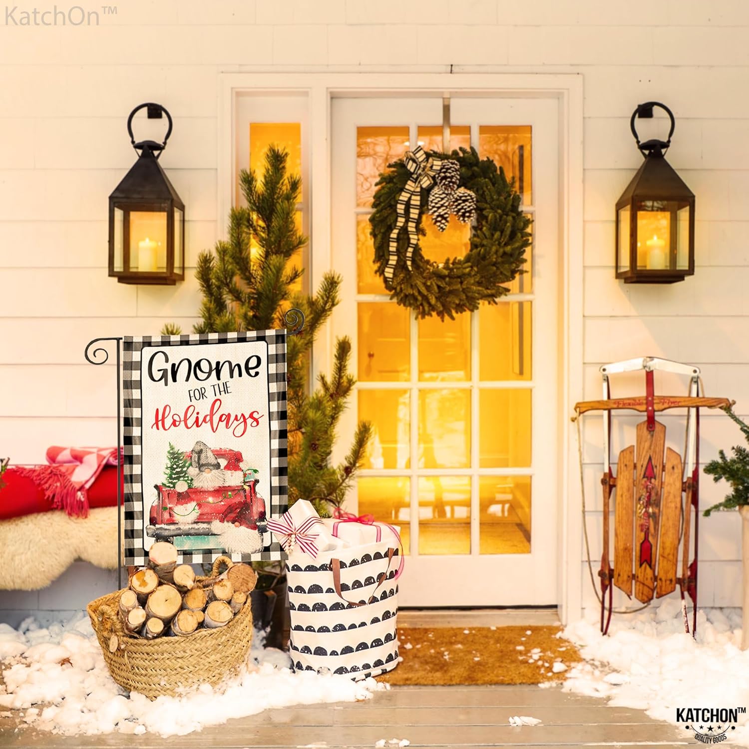 KatchOn, Gnome Christmas Garden Flags for Outside – 12×18 Inch, Double Sided  Christmas Yard Flag for Outside Christmas Decorations  Merry Christmas