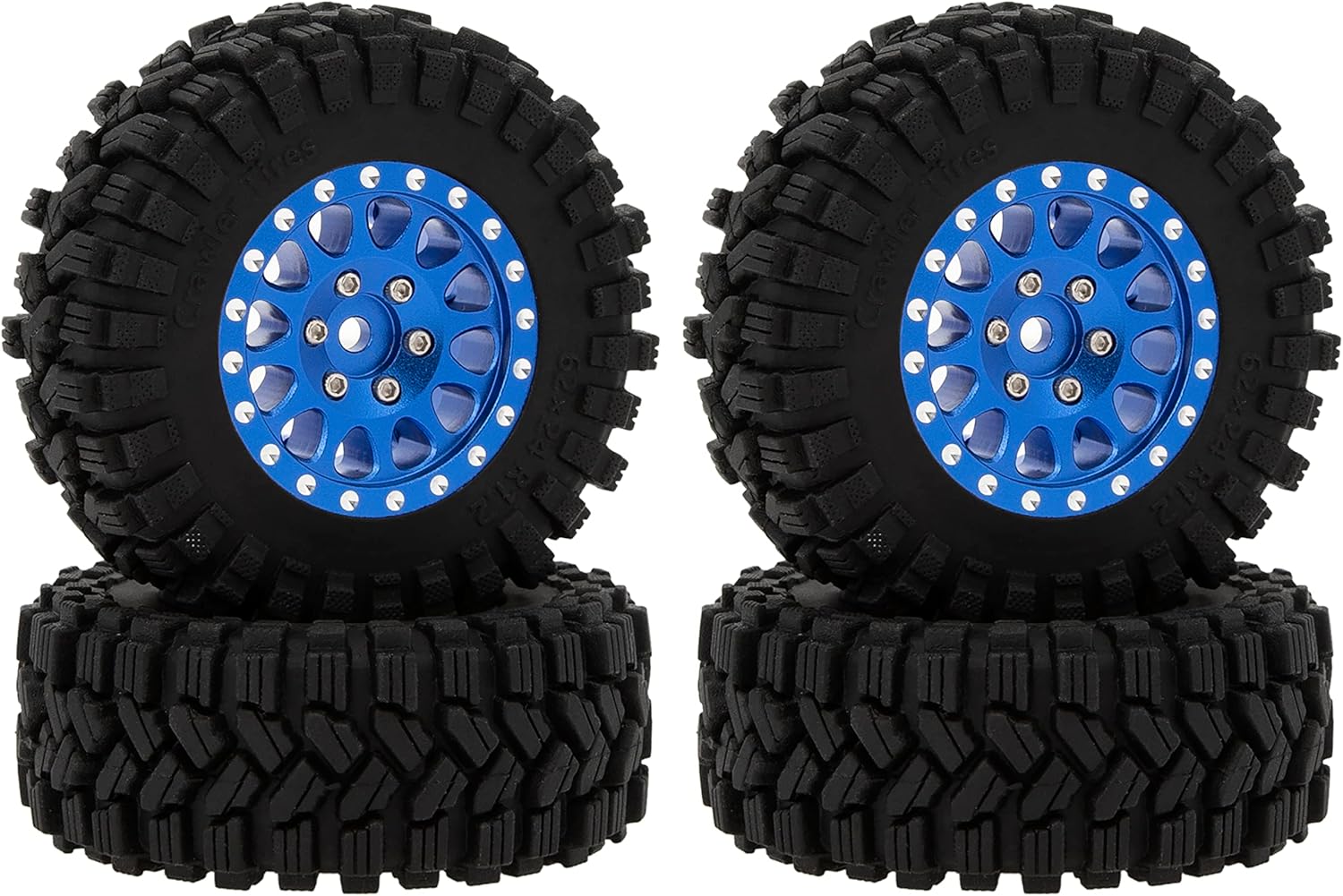 4 neumáticos MEUS RACING RC de 1.2 pulgadas, 64 x 24 neumáticos para TRX4M SCX24 FCX24 RC (azul, tipo A)