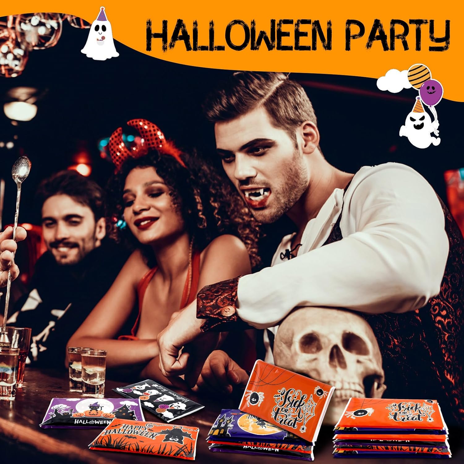 Paquete de 50 pañuelos faciales de Halloween, tamaño de viaje, 3 capas, tamaño cartera, paquetes de bolsillo para invitados, suministros de fiesta