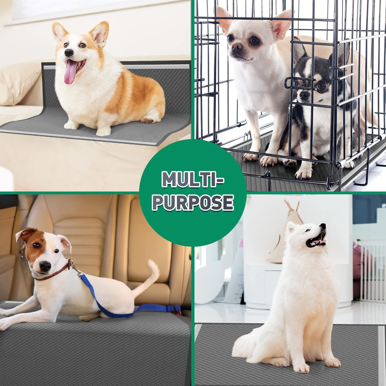 Almohadillas para cachorros de carbón superabsorbentes para control de olores, tamaño jumbo de 36 x 36 pulgadas, a prueba de fugas, almohadillas