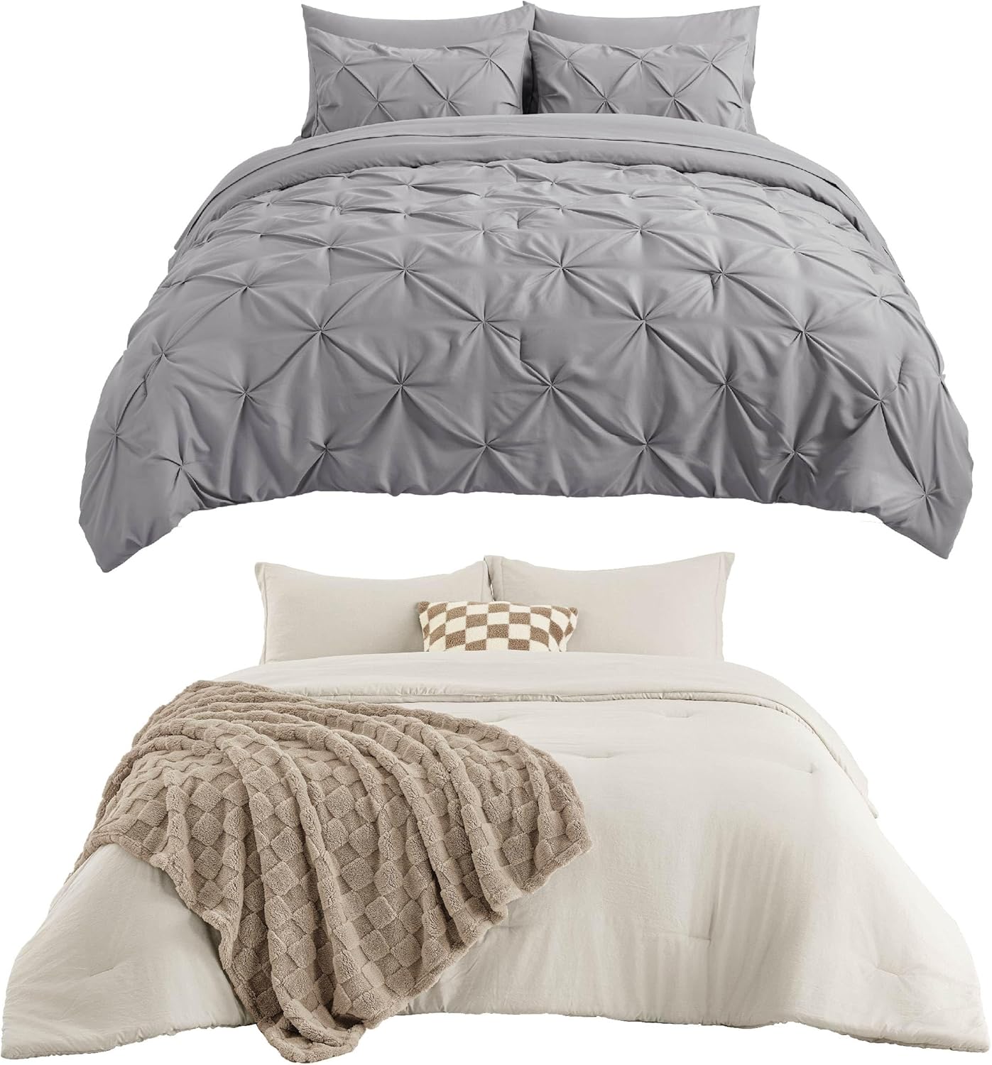 Bedsure Juego de edredón tamaño King de 7 piezas, juego de edredón tamaño King de 5 piezas.
