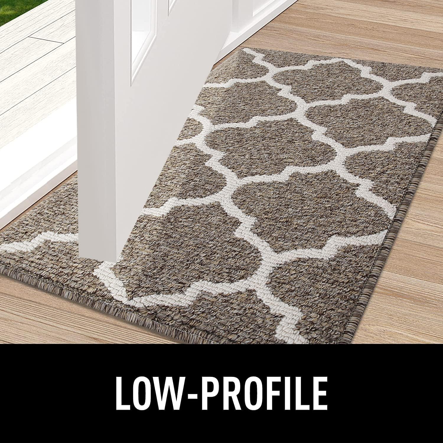 OLANLY Tapete para puerta de interior, de 47 x 20 pulgadas, antideslizante, absorbente, resistente a la suciedad, lavable de perfil bajo, tapete