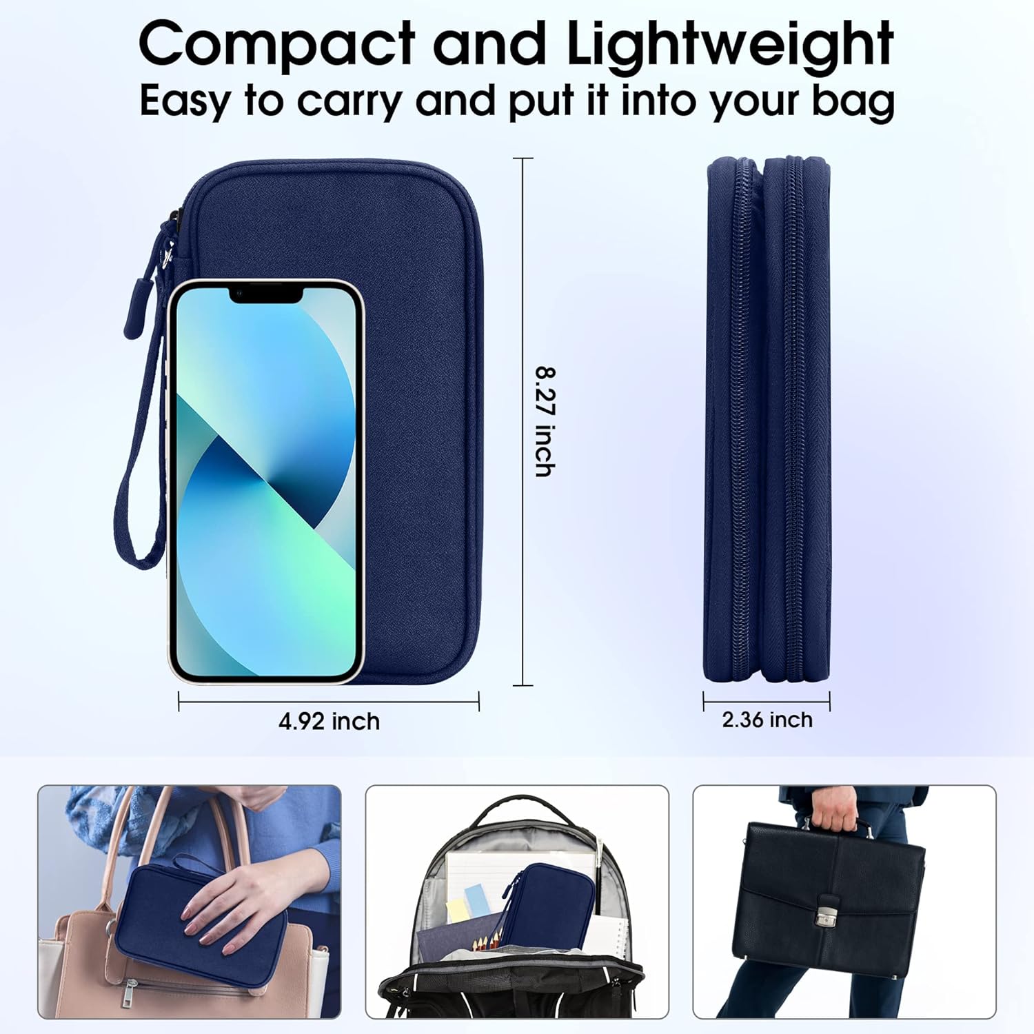 Arae Organizador electrónico, organizador de cables de viaje, bolsa impermeable portátil de doble capa, funda de almacenamiento de accesorios
