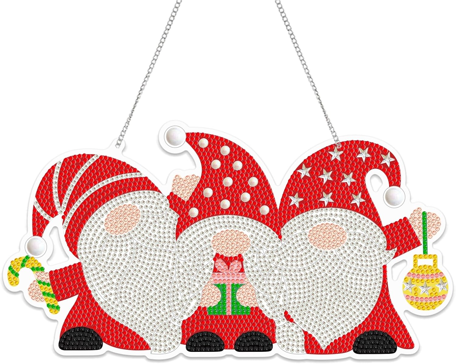 Christmas Santa Claus 5D Diamond Art Painting Kits Crystal Hanging Pendant DIY Art Pendant Kit Rhinestone Acrylic Wall Home Decor