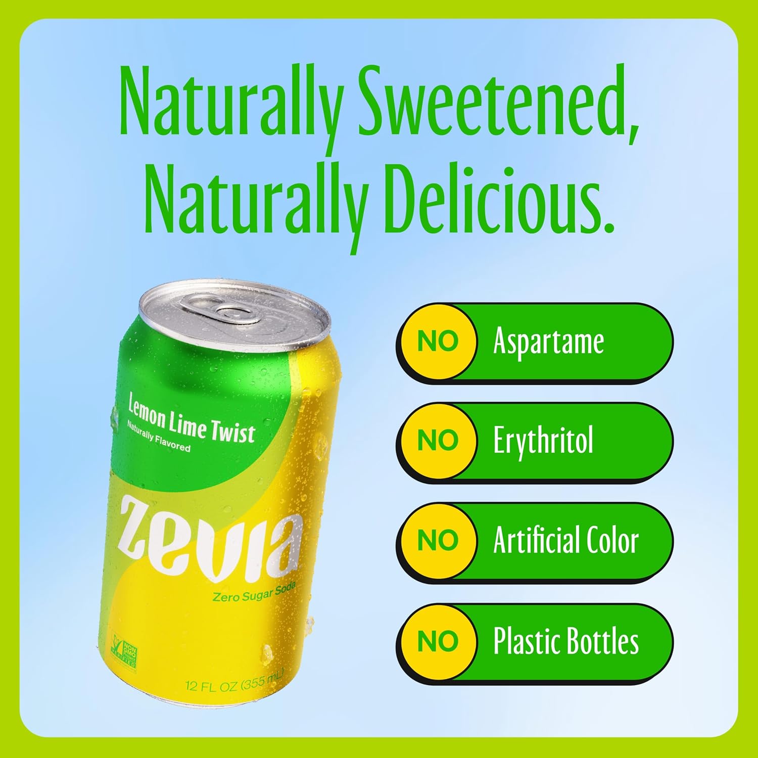 Zevia Soda Zero Calorie, Lemon Lime Twist, latas de 12 onzas (paquete de 6)