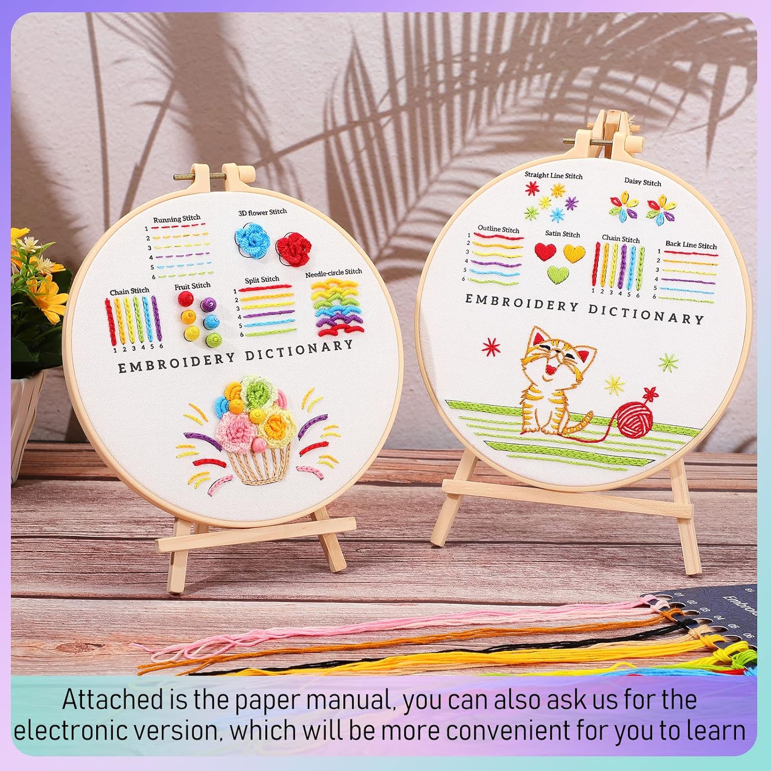 9 juegos de punto de bordado para principiantes, kits de práctica de punto de cruz para aprender diferentes puntadas, kits de punto de aguja para
